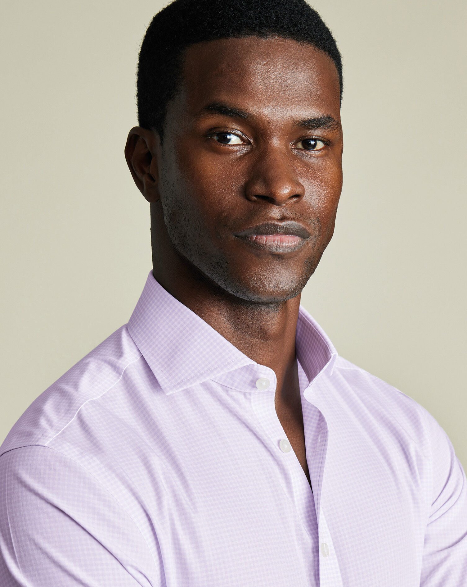 Non-Iron Poplin Gingham Shirt - Lavender