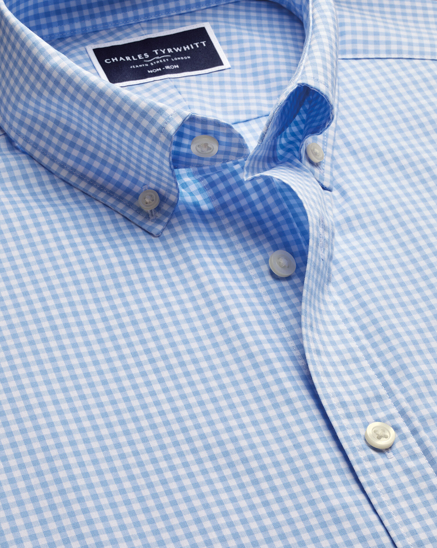 Non-Iron Stretch Poplin Short Sleeve Shirt - Sky Blue