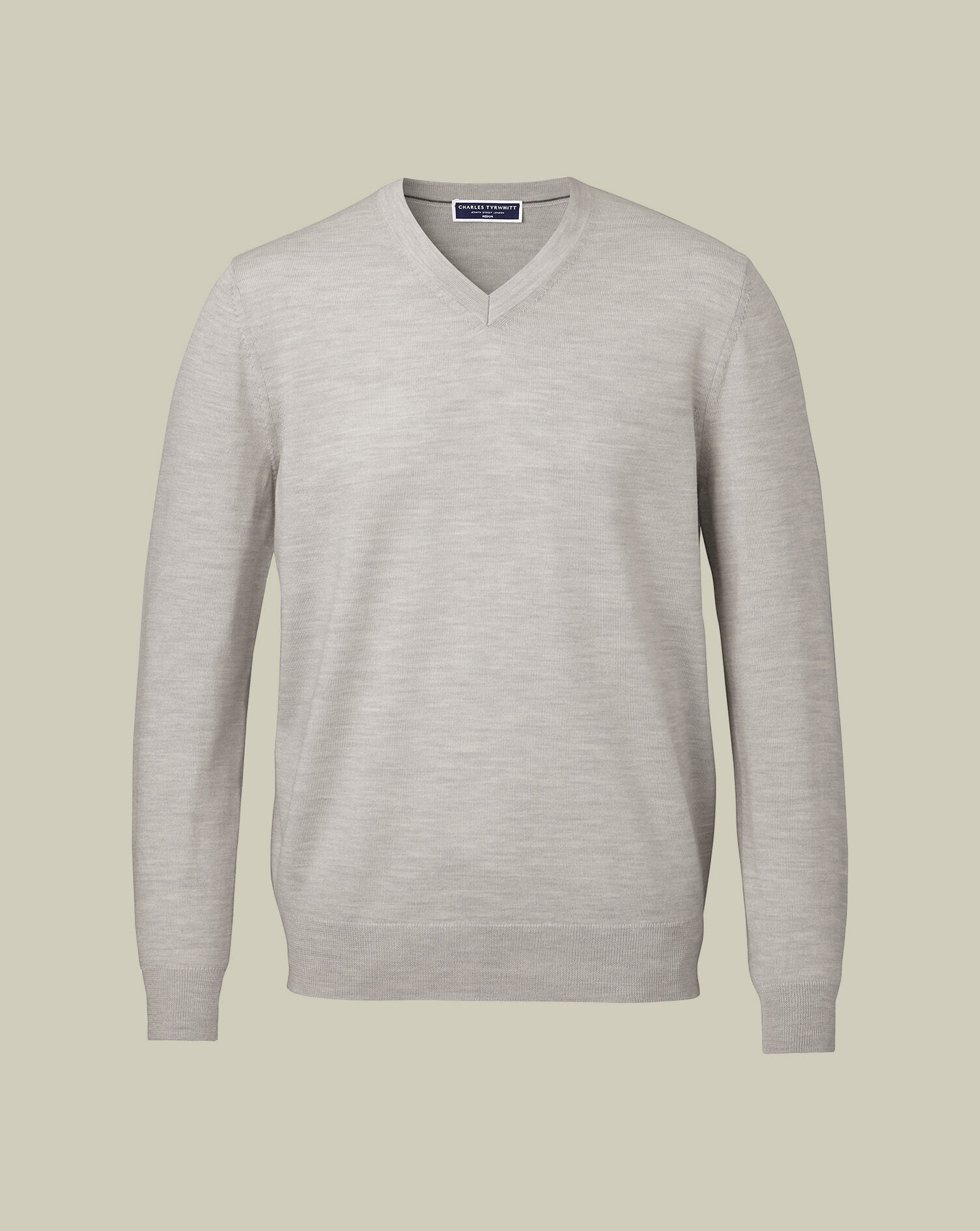 Pure Merino V-Neck Sweater - Silver Gray