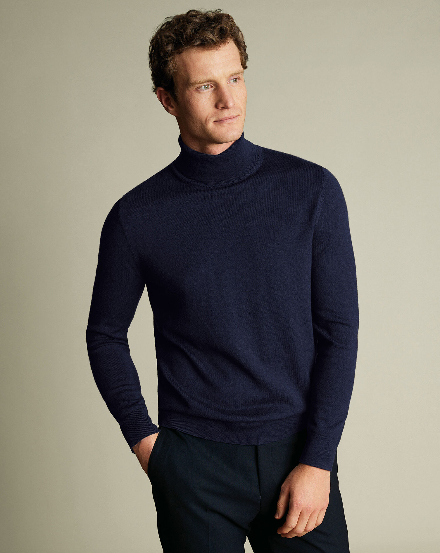 Merino Turtleneck Sweater - Navy