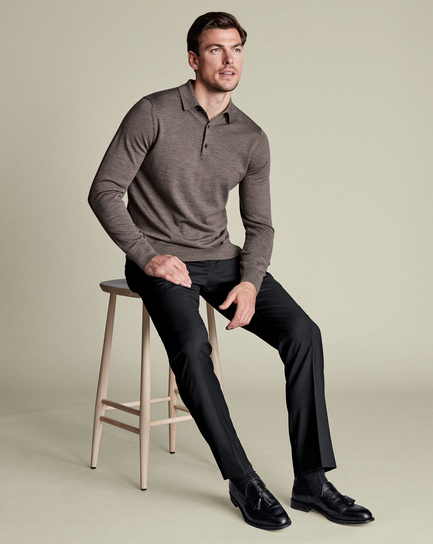 Natural Stretch Twill Suit Pants - Black