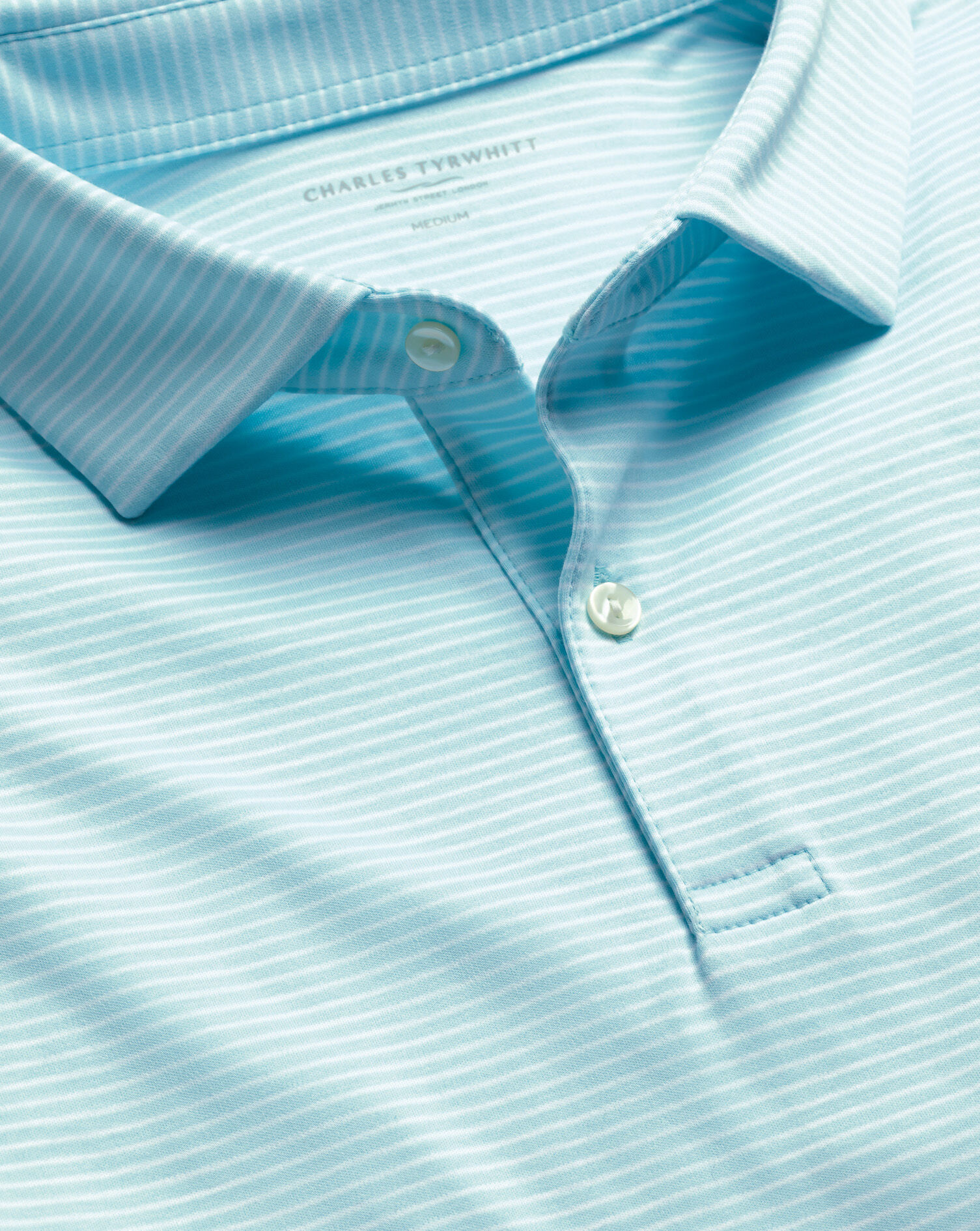 Performance Stripe Polo - Aqua