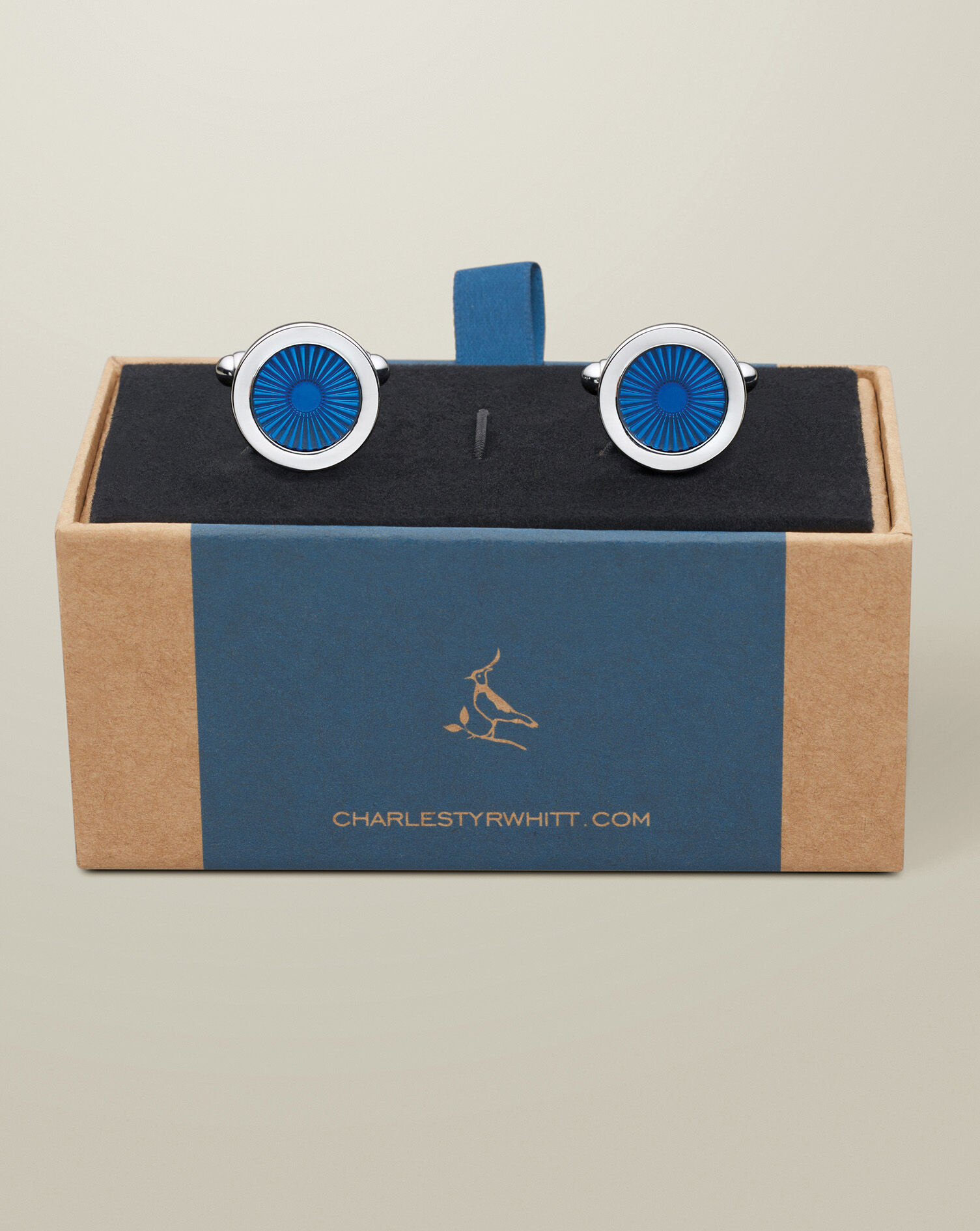 Round Enamel Cufflinks - Cobalt Blue