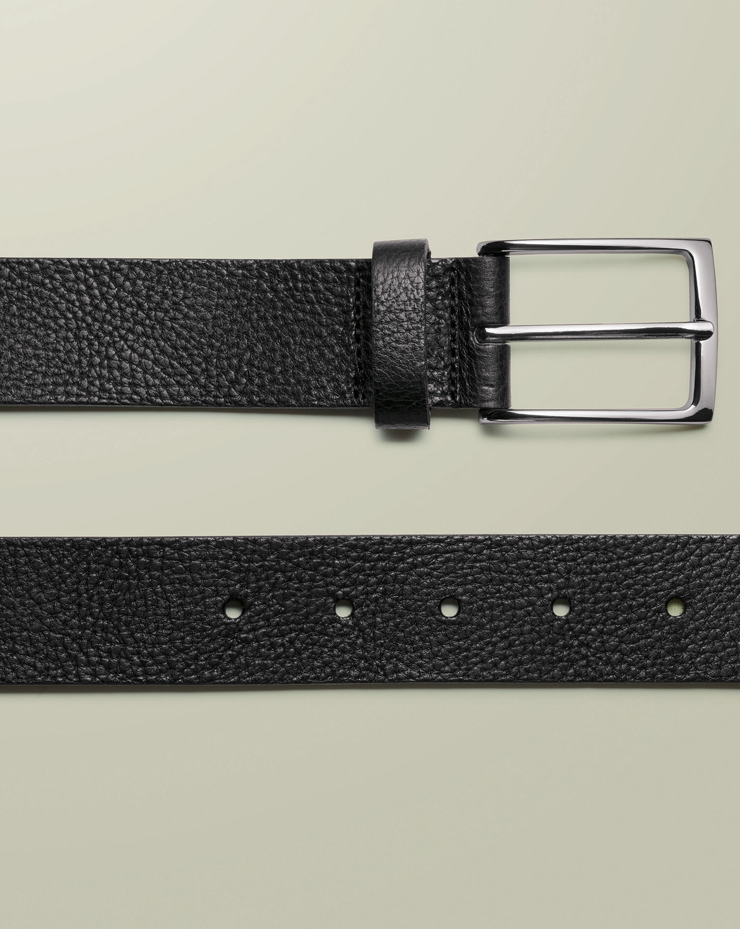 Textured Leather Chino Belt - Black