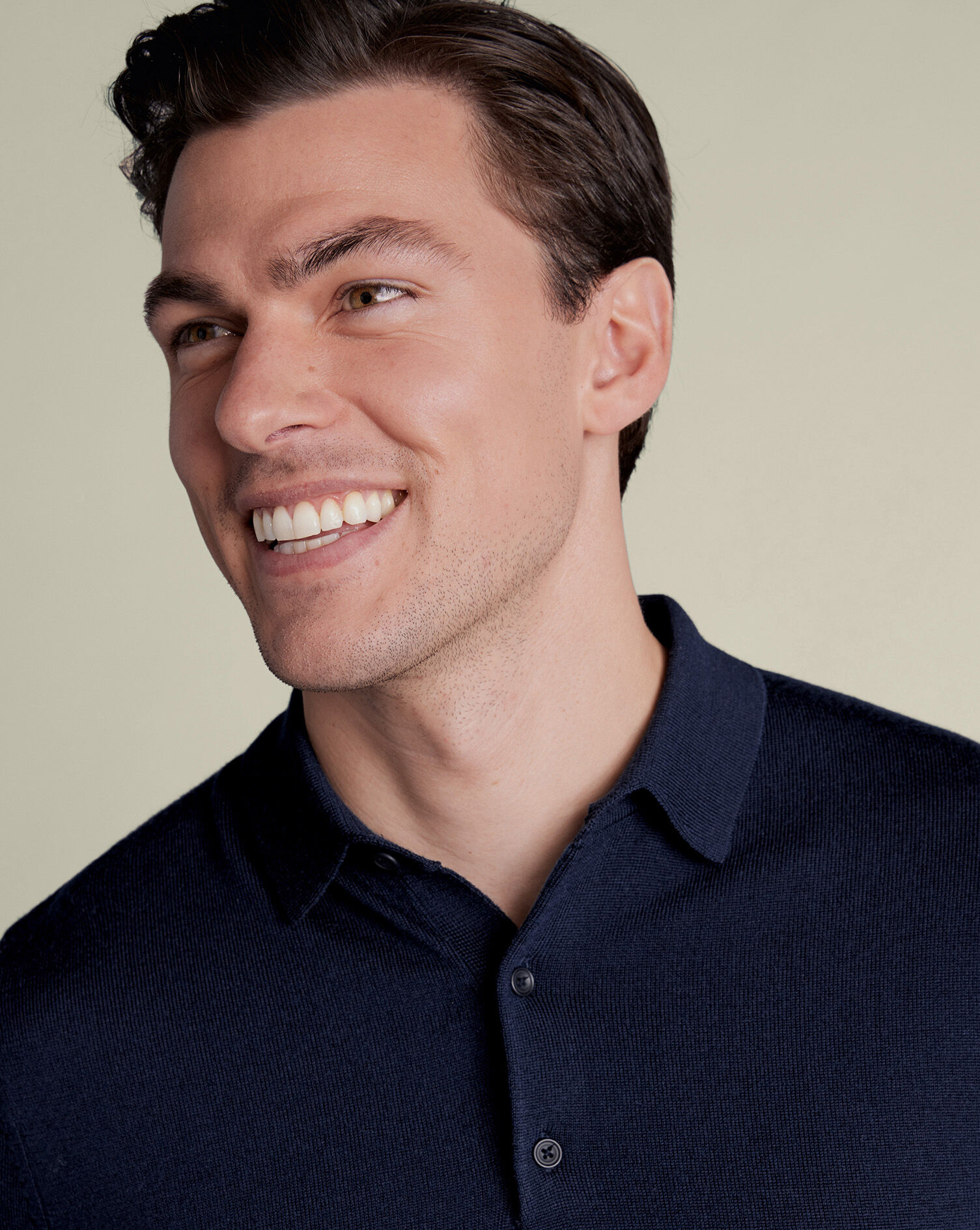 Pure Merino Knitted Polo - Navy