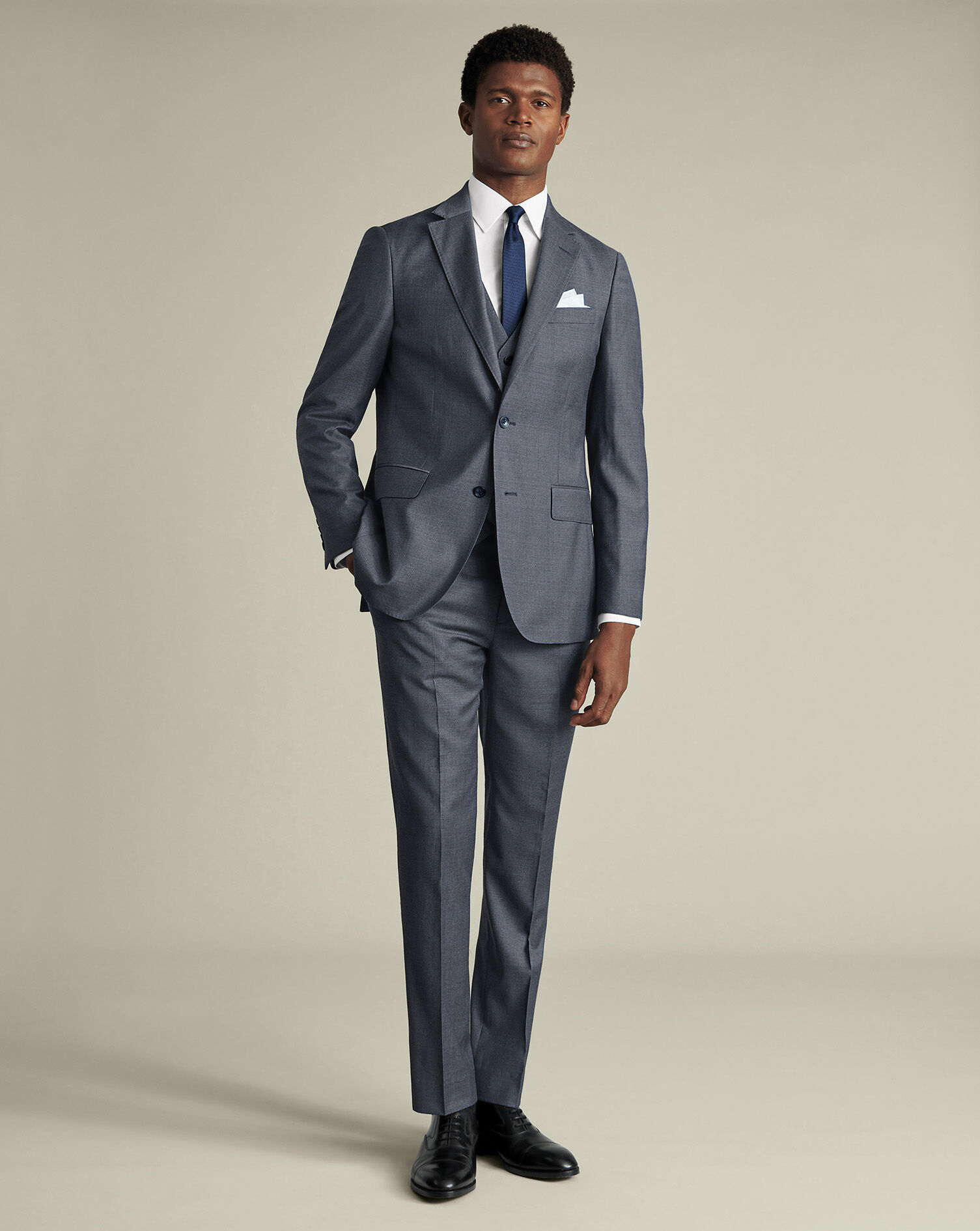 Natural Stretch Twill Suit Vest - Airforce Blue