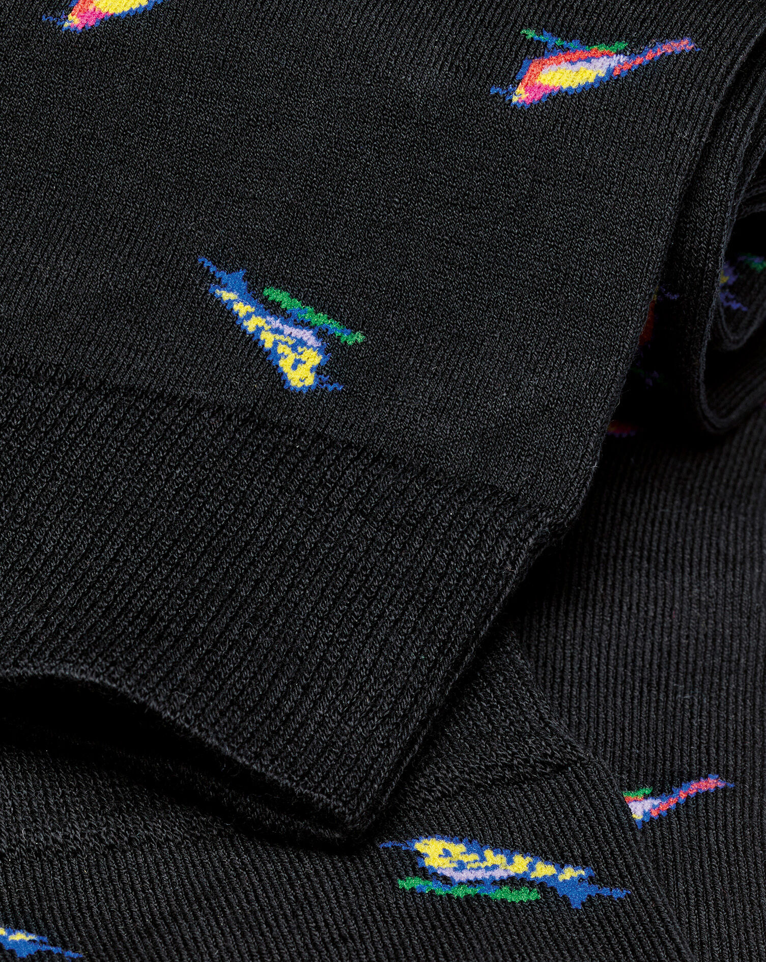 Bird Motif Socks - Black