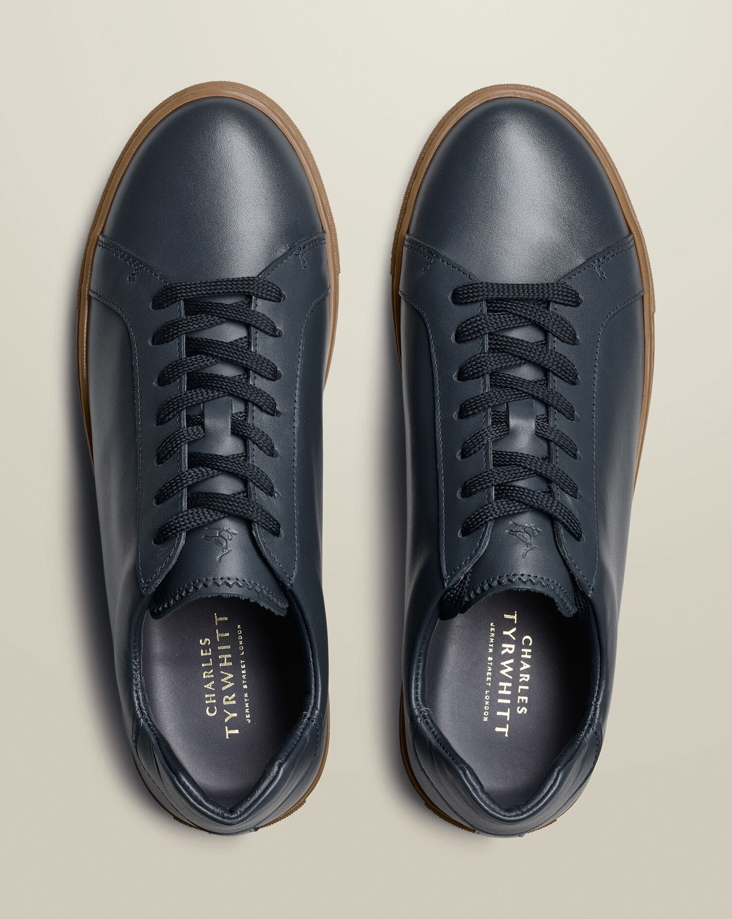 Gum Sole Leather Sneakers - Navy