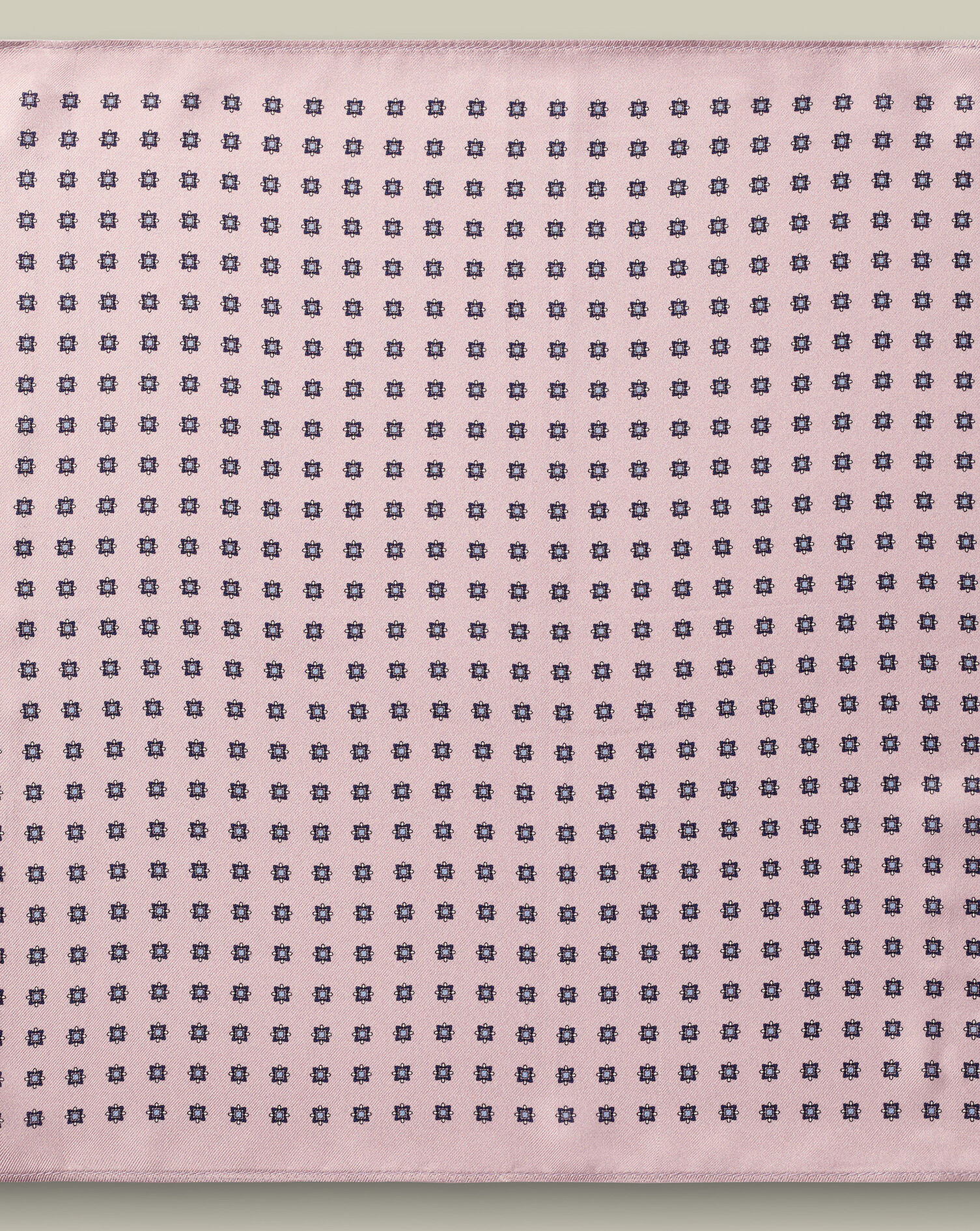 Silk Medallion Print Pocket Square - Pink