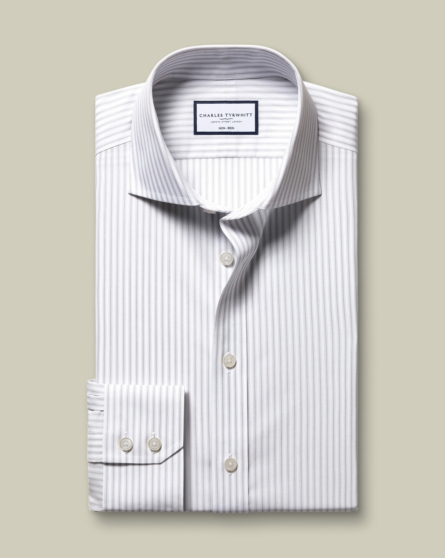 Non-Iron Poplin Stripe Shirt - Gray