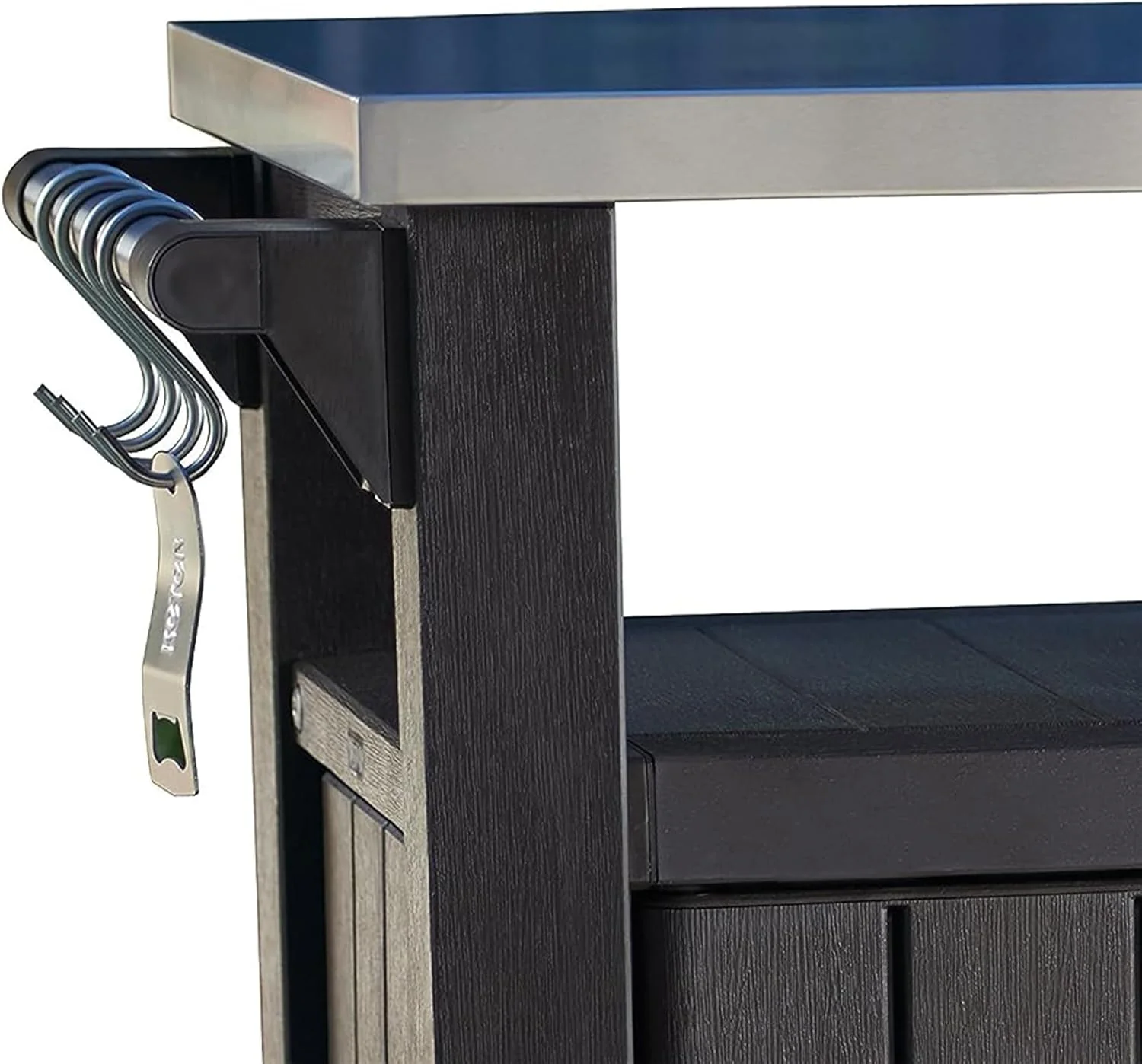 Keter Outdoor Rolling Table Cart voor voedselbereiding, opslag, bar en grill, donkerbruin