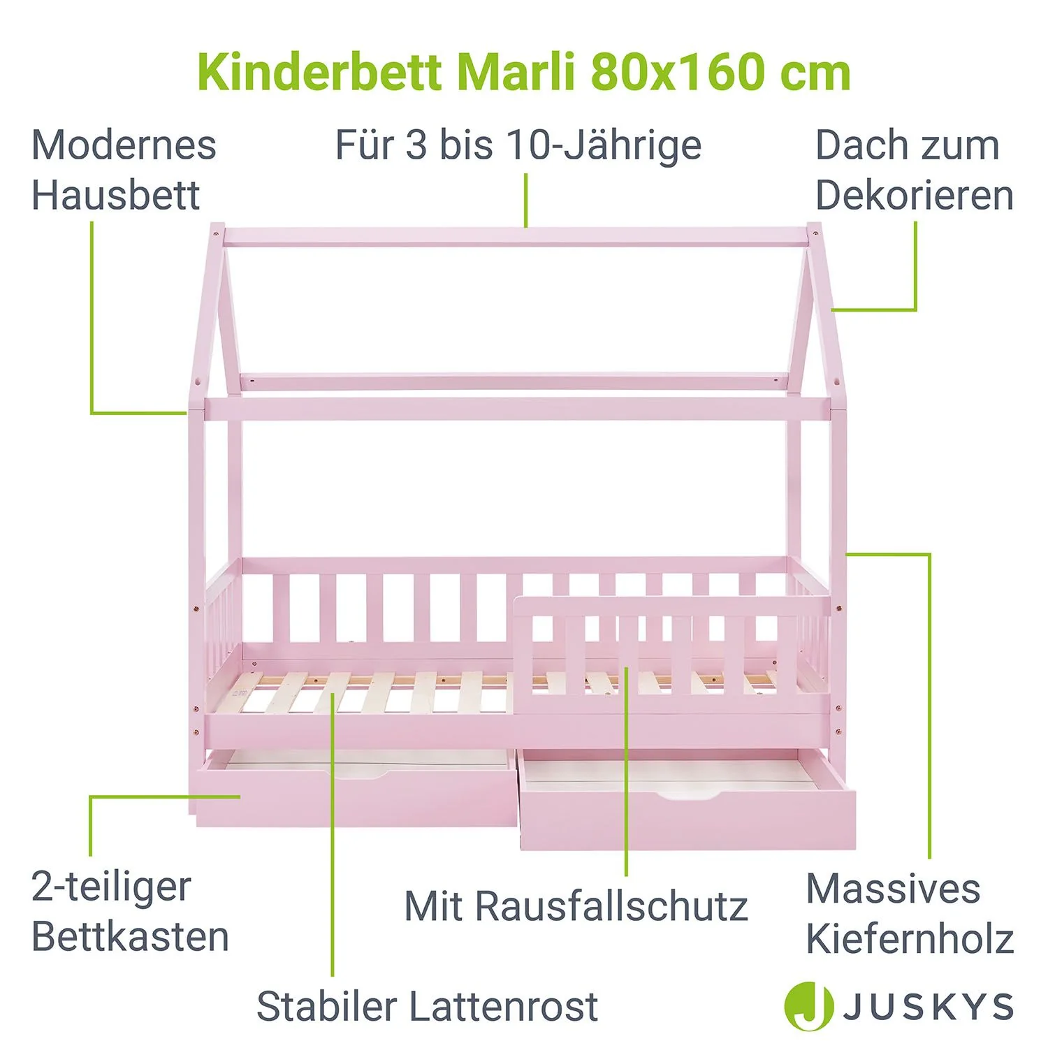 2025 Kinderbed Marli 80 x 160 cm met opberglade