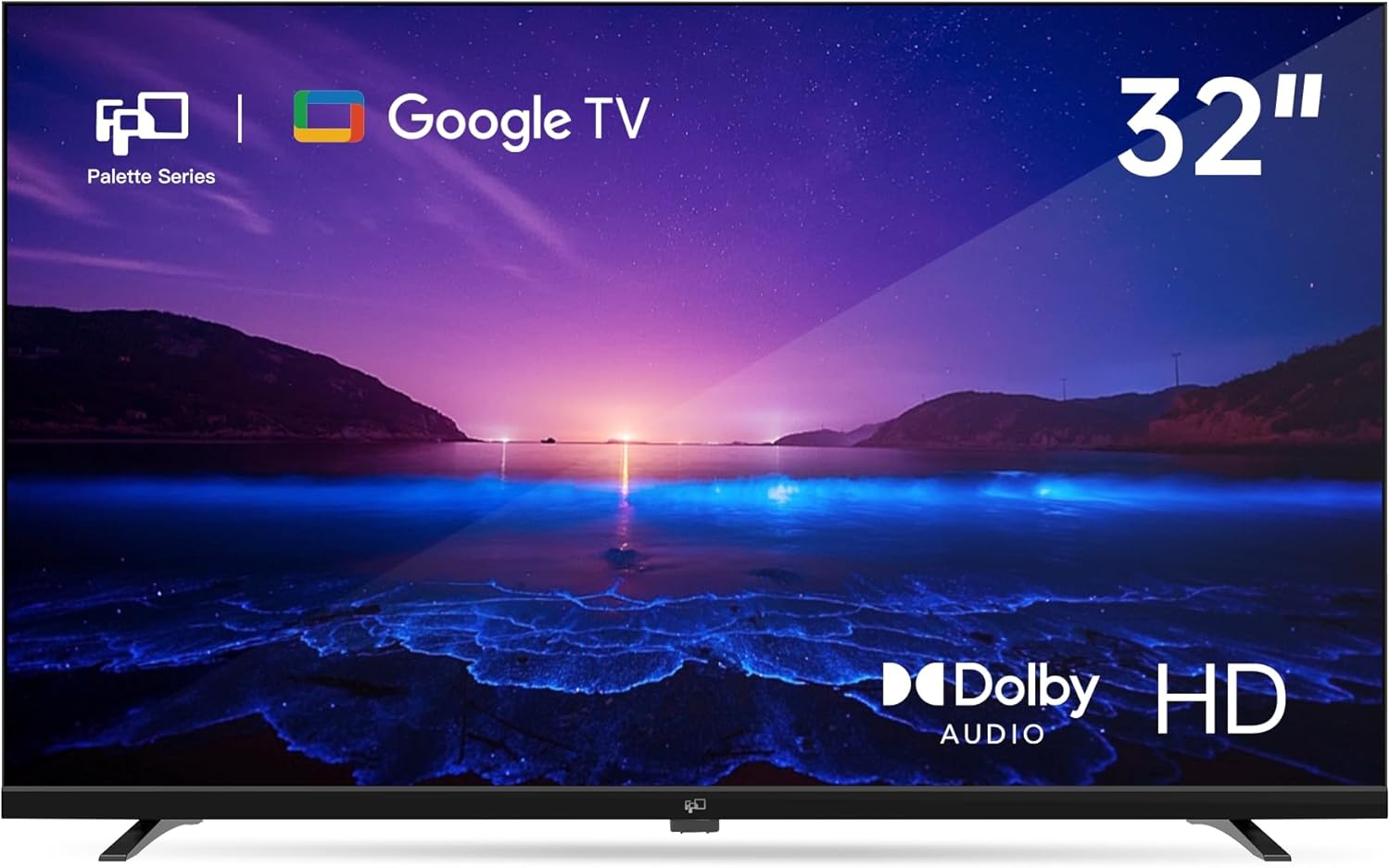 FPD 32 Inch Smart TV with Google TV HD 720P with Integrated Google Play and Google Cast HDR 10, Dolby Audio, Voice Control, D-Transmission, Black