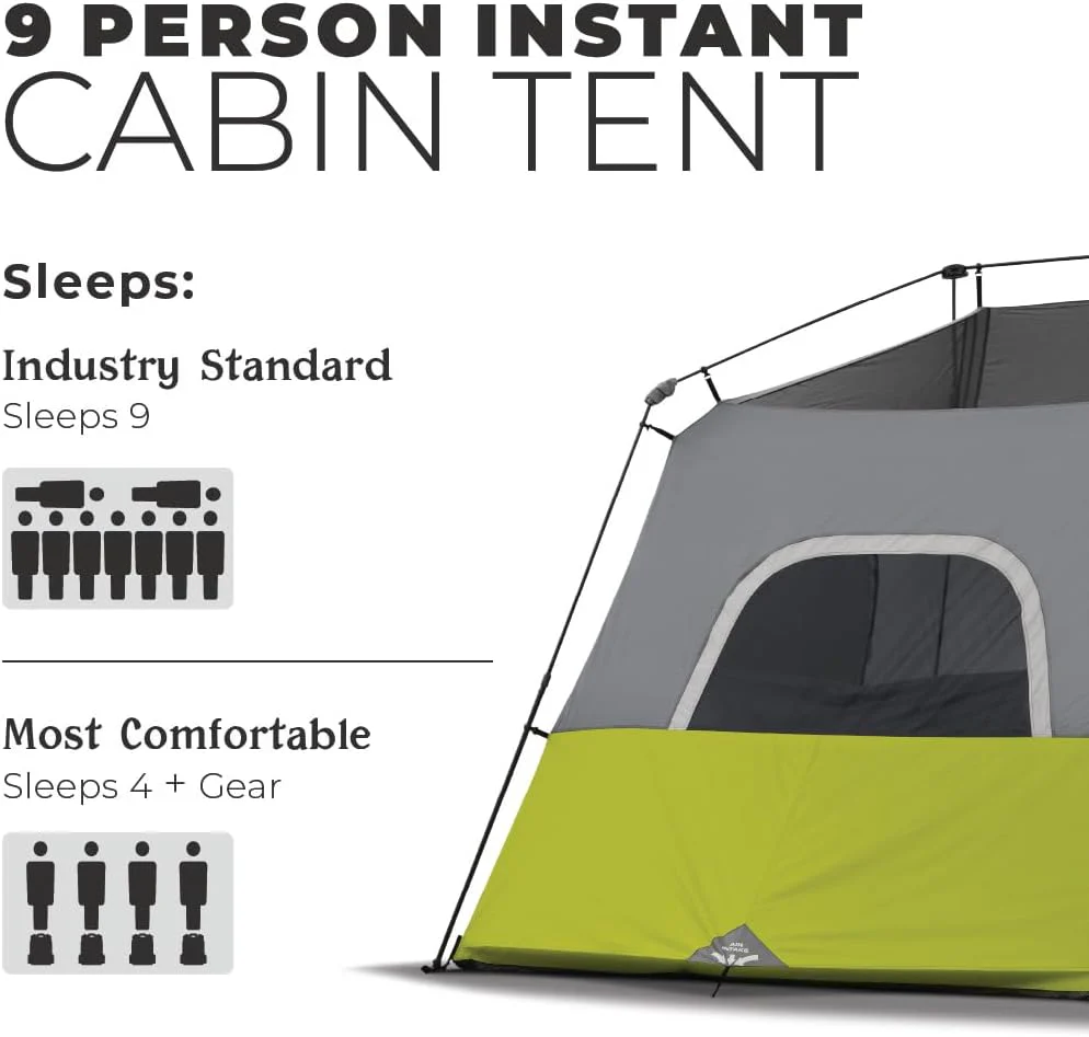 Core 9-persoons Instant Cabin-tent - 14' x 9', groen (40008)