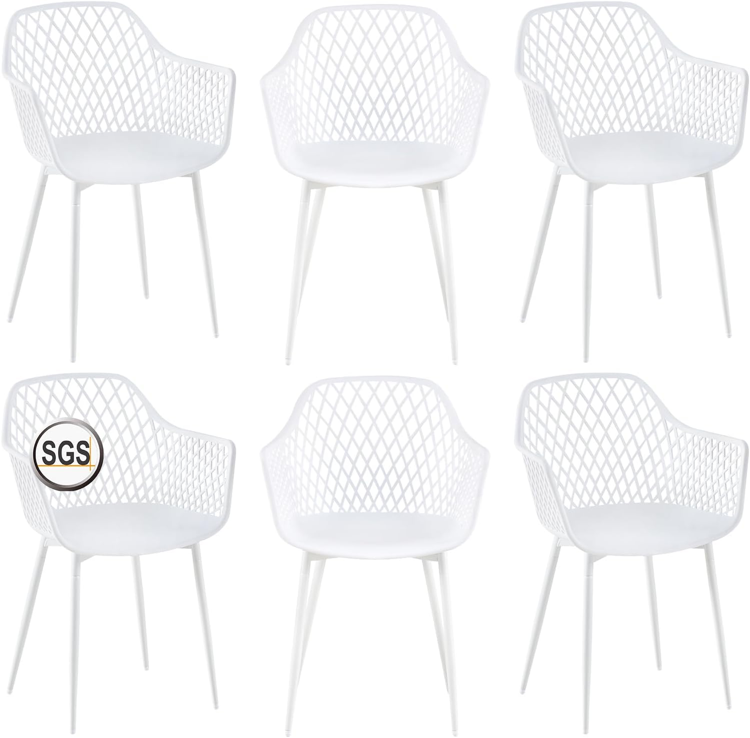 buybyroom Garden Chairs Set of 4 Outdoor Chair with Armrest Armrest Lounge Chair Armchairs Garden Chairs 120 kg Load Capacity Black