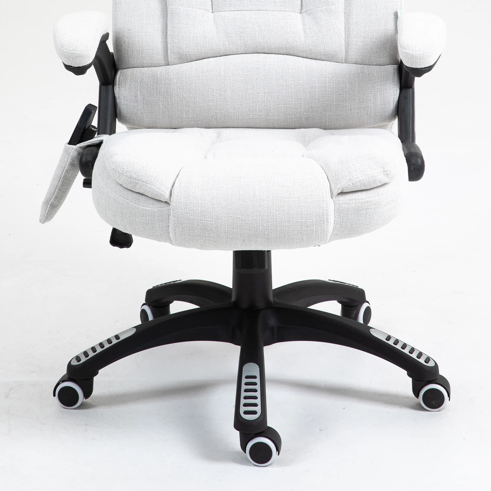 Ergonomische bureaustoel met 6-punts massage en rugverwarming, linnenlook stof, cr��me wit