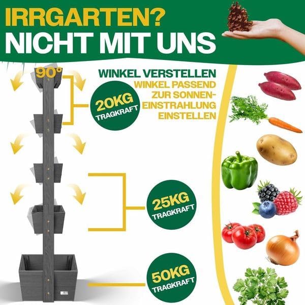 KESSER  Plant Staircase Herbs Flowers in Stair Shape Herb Garden Flower Boxes Including Root Cloth Bed for Plants for Patio, Balcony and Garden (5 Shelves, Brown)