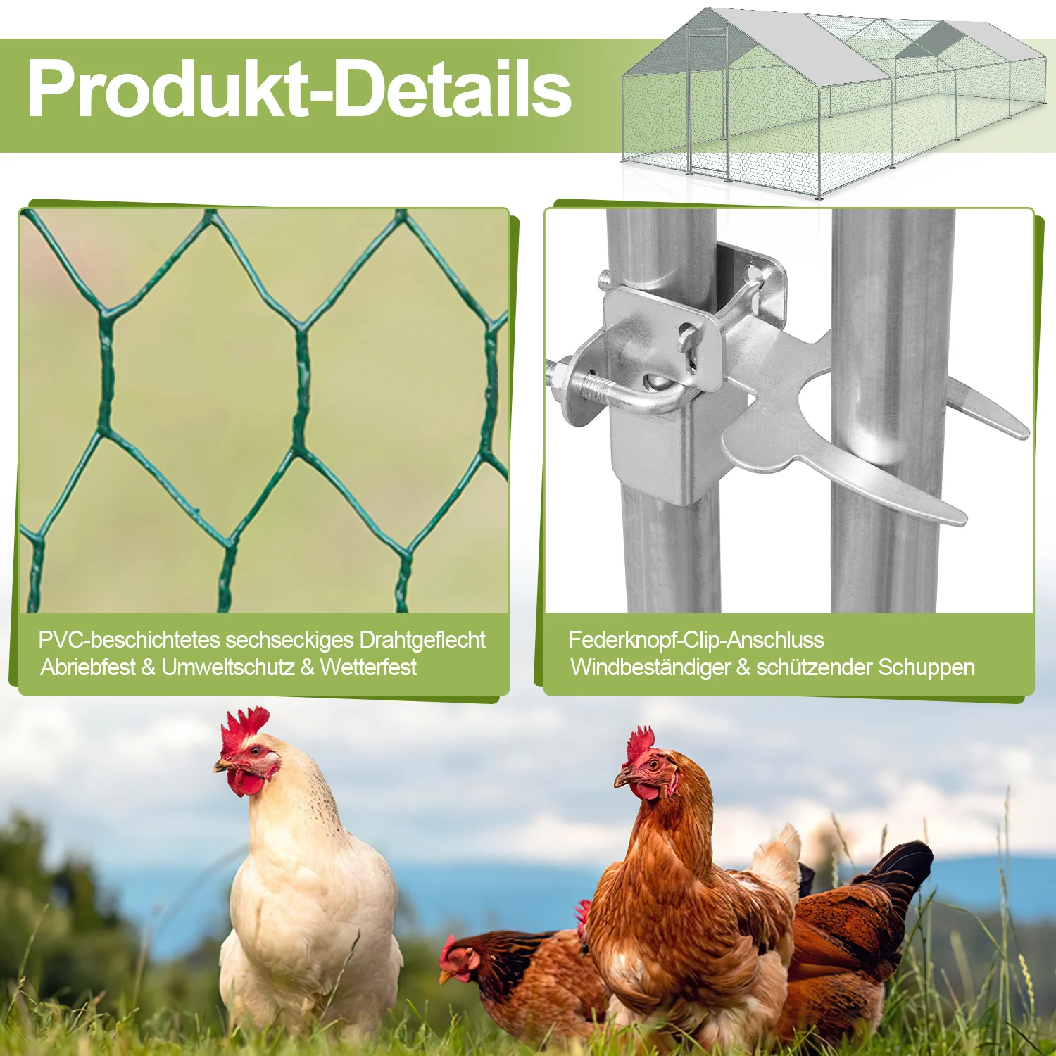 2025 Sonnewelt Kippenhok met PE-zeildoek 3x8x2m