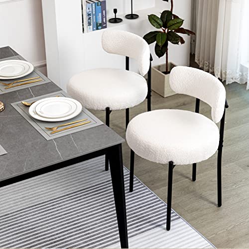 DYHOME Set van 4 Witte Eetkamerstoelen, Moderne Midden-Eeuwige Eetstoelen voor Keuken en Eetkamer