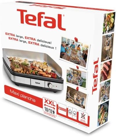 Tefal Maxi Plancha griddle CB690D - Large griddle suitable for 10-12 people - For indoor and outdoor grilling, Grey