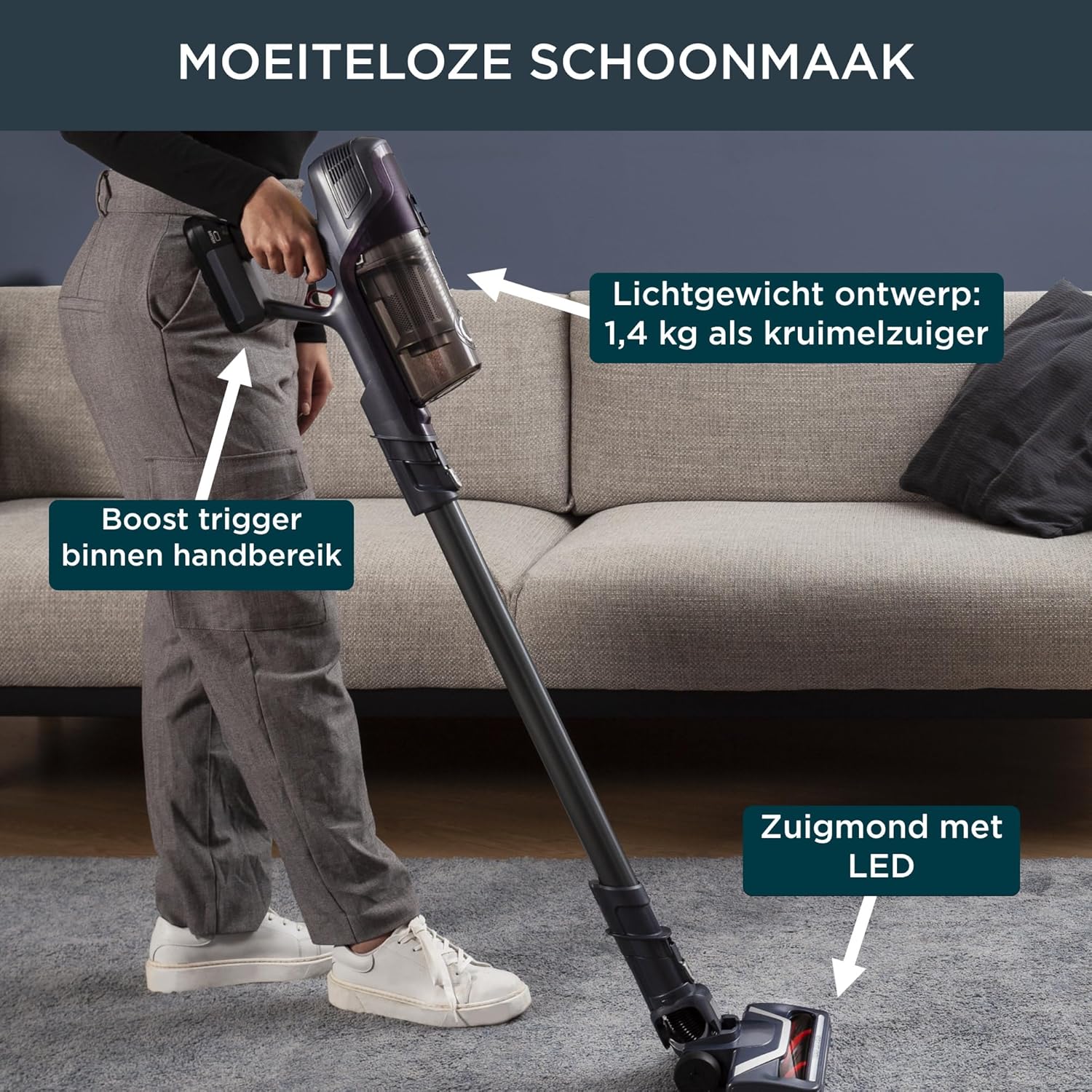 Rowenta X-pert 6.60 Essential RH6838, Cordless Stick Vacuum Cleaner, Automatic Speed Settings, Up to 45 Minutes Autonomy, Removable Battery, Lightweight Design, Dust Thief