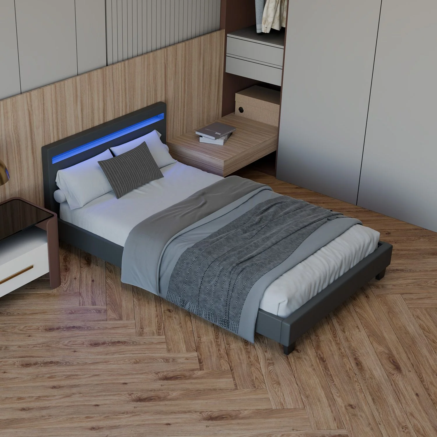 2025 Rustgevend slapen in het gestoffeerde bed Verona 120x200 cm in wit