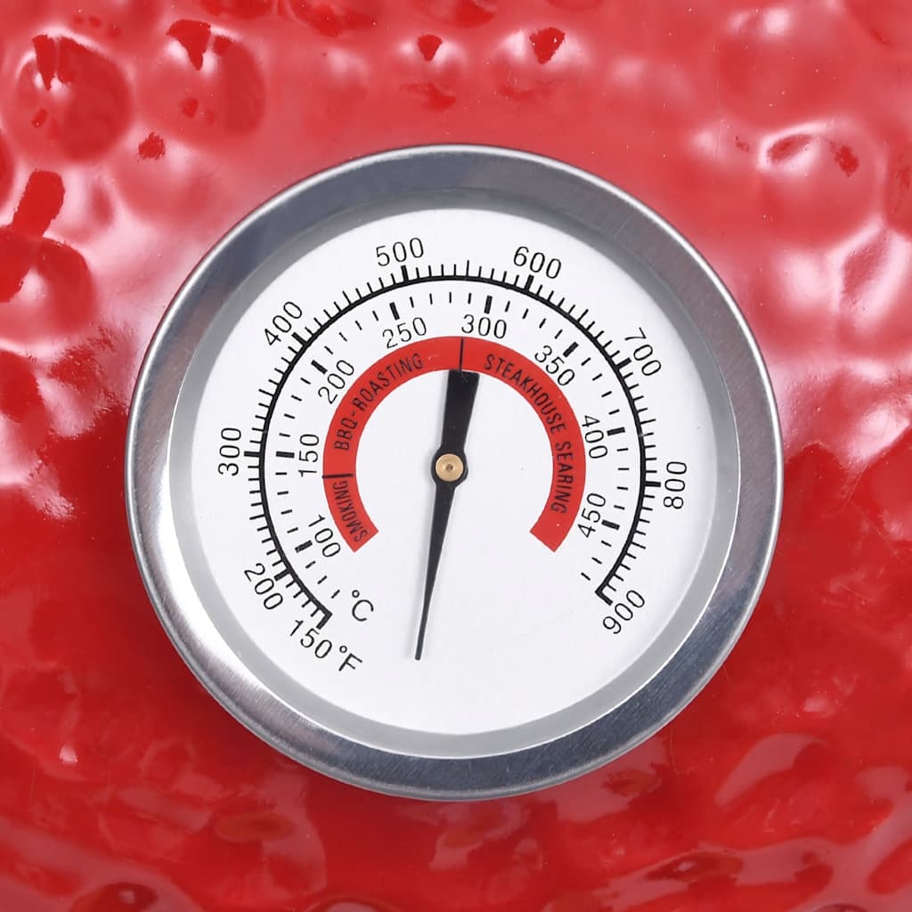 2025 Kamado Barbecue Grill en Smoker Keramiek 56 cm Temperatuurmeter Rood BBQ