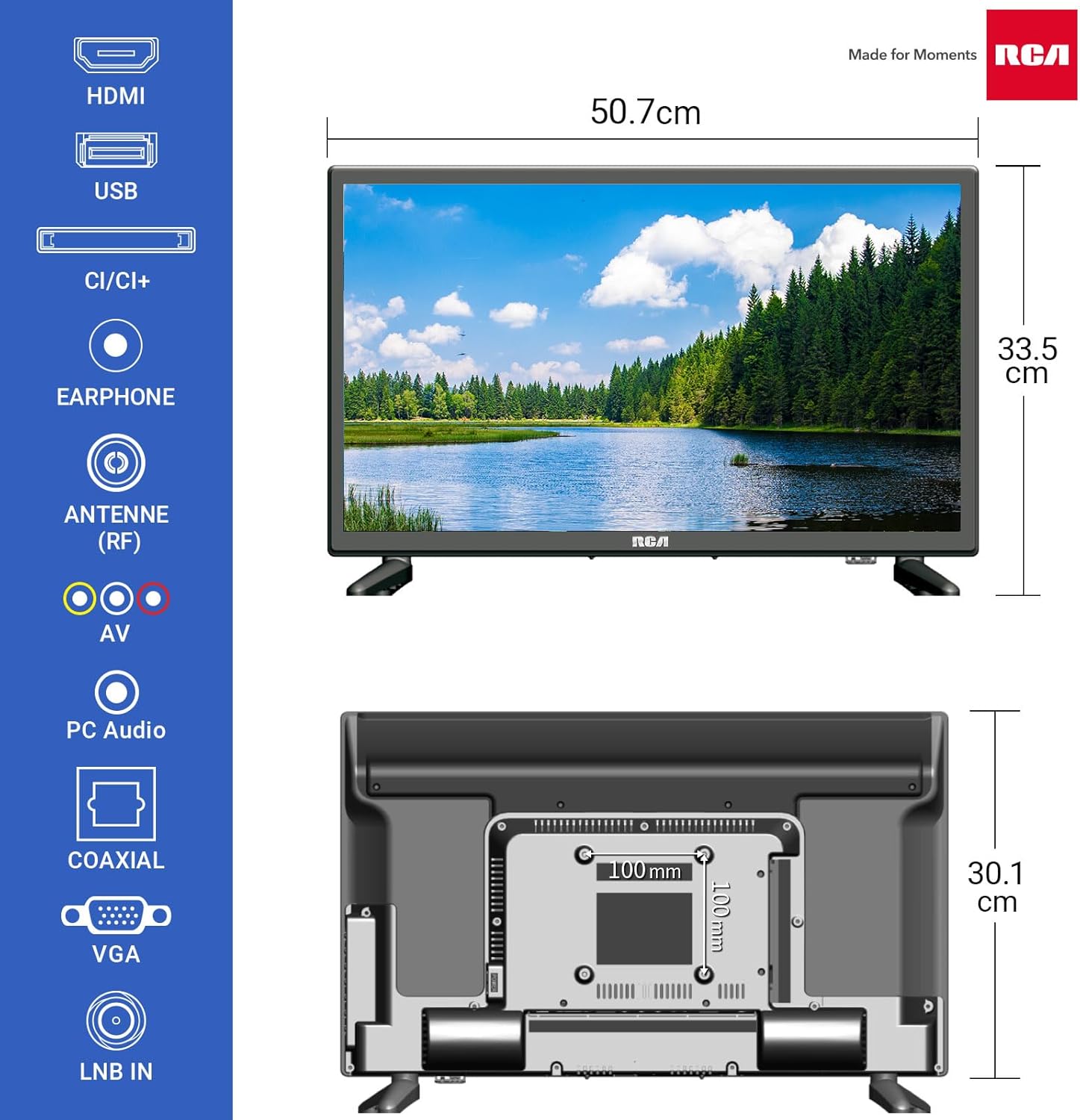 RCA RS32H2 Android Smart TV 32 inch (80 cm) Televisie met Google Assistant, Chromecast, Netflix, Prime Video, Google Play, YouTube, Disney+, WiFi, BT-afstandsbediening met microfoon, DVB-S/S2/T/T2/C