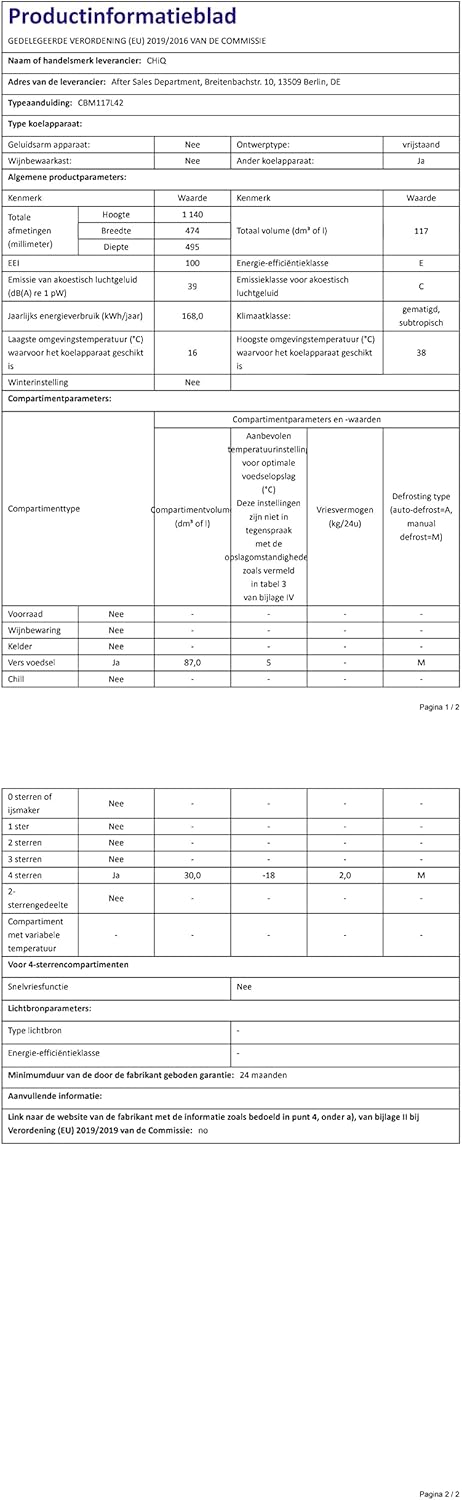 CHiQ FBM351NEI42, Fridge-Freezer, 356 Liters(260 + 96 L), No Frost, Silent 35dB, Inverter Compressor, Digital LED Display, 12 Year Warranty on Compressor, Stainless Steel