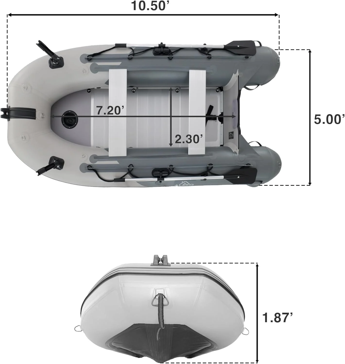 Opblaasbare boot | Jacht- en sloepboot | Visboot voor meerdere personen | Roeispanen met aluminium vloer | Hengelhouders | Robuust PVC | Model 2024 |