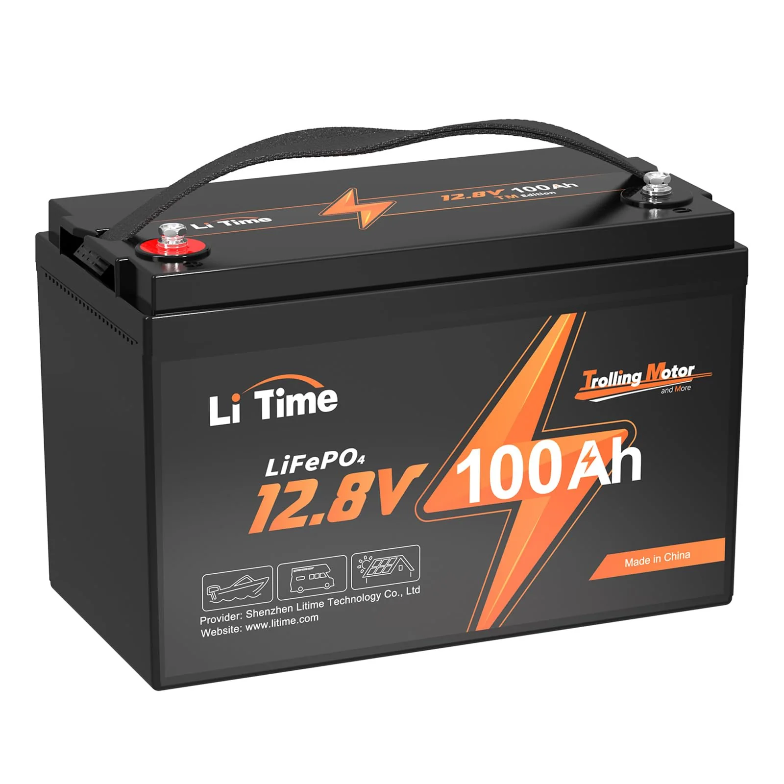 LiTime 12V 100Ah TM LiFePO4 lithium-accu met ingebouwde 100A BMS