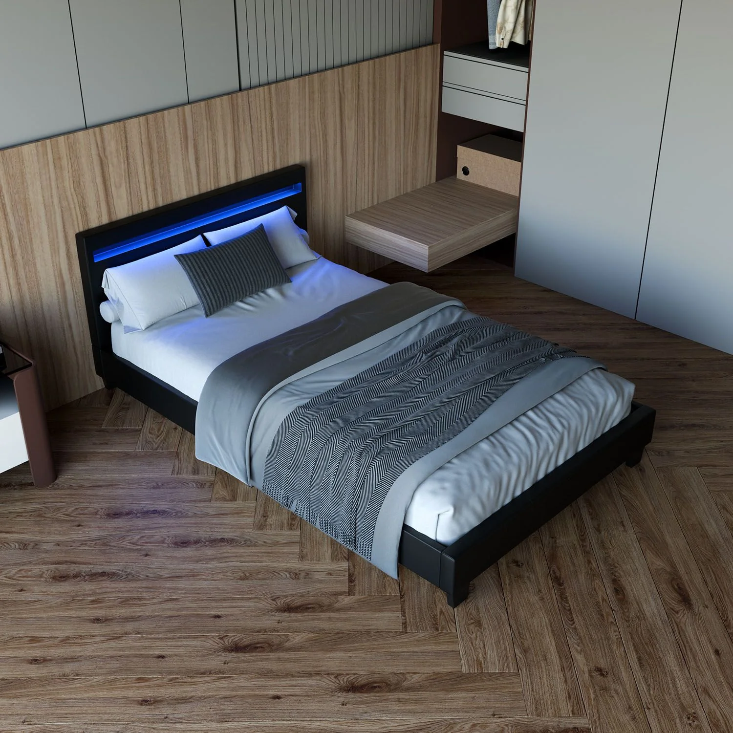 2025 Rustgevend slapen in het gestoffeerde bed Verona 120x200 cm in wit