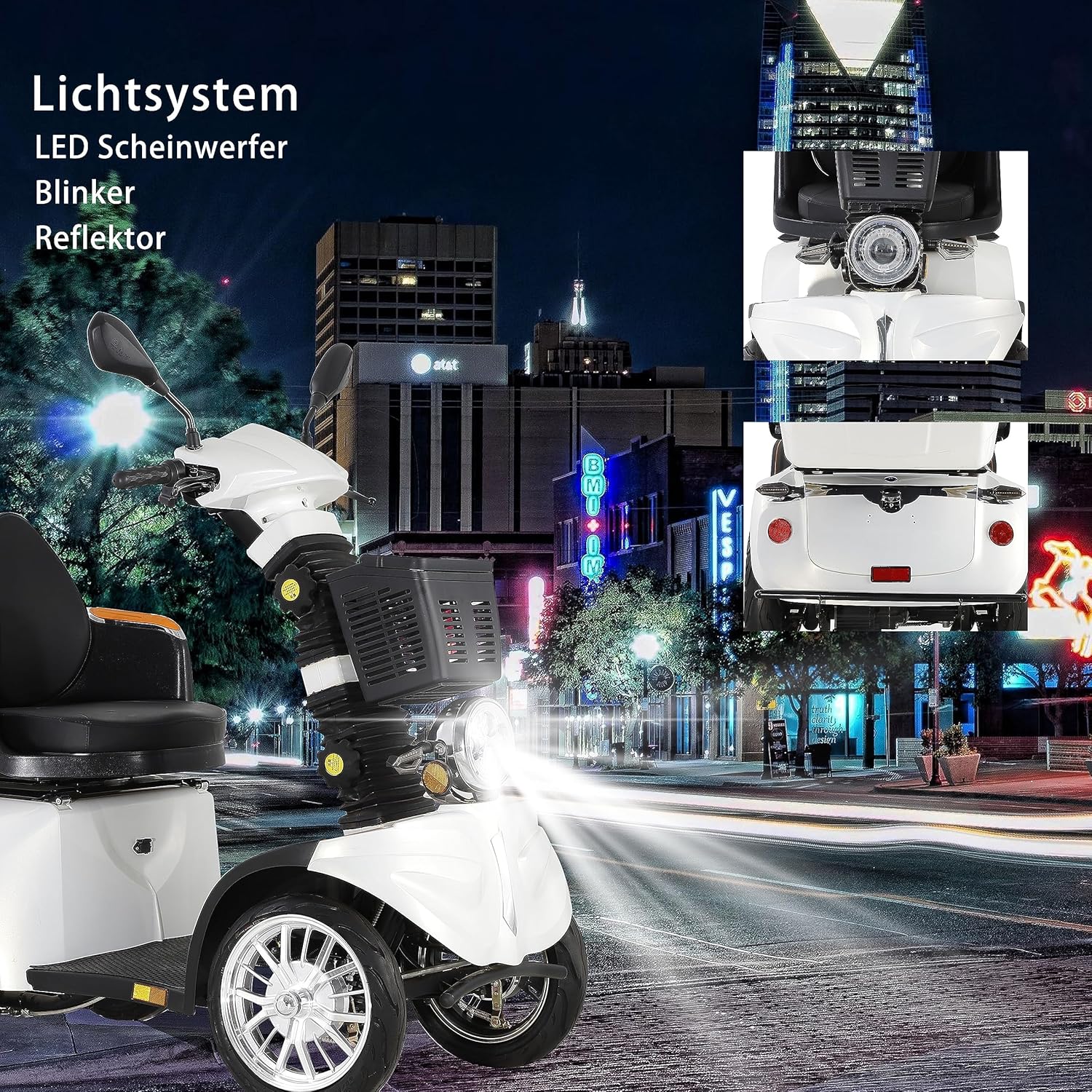 2025 ZVGREEN 4-wiel mobiliteitsscooter voor senioren �C Kapiteinsstoel, max. 15 km/u, ruime opbergruimte, draaibare stoel, elektromagnetische rem