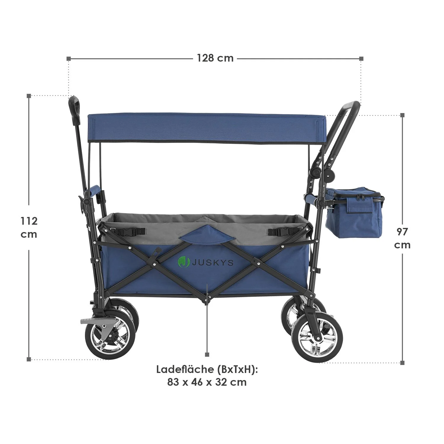 2025 Opvouwbare bolderwagen met dak en tas