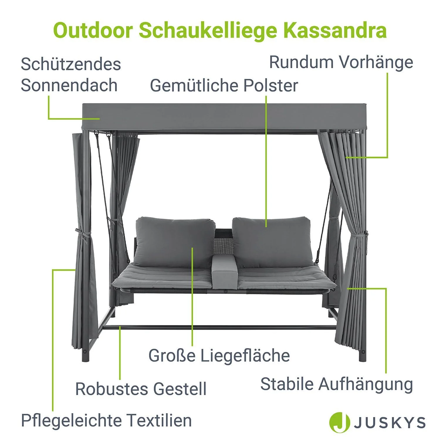 2025 Gezellige Hollywoodschommel om met 2 personen op te liggen