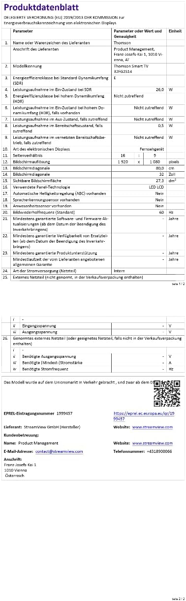 THOMSON 32 Inch (81cm) Full HD Google Smart TV, Wi-Fi, Dolby Audio, HDR10, Bluetooth 5.1, Triple Tuner (Cable/Satellite/Antenna), HDMI, CI+, A+ Panel - 32FG2S14