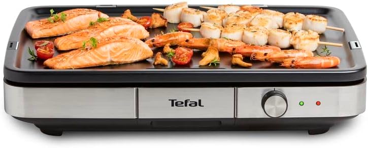 Tefal Maxi Plancha griddle CB690D - Large griddle suitable for 10-12 people - For indoor and outdoor grilling, Grey