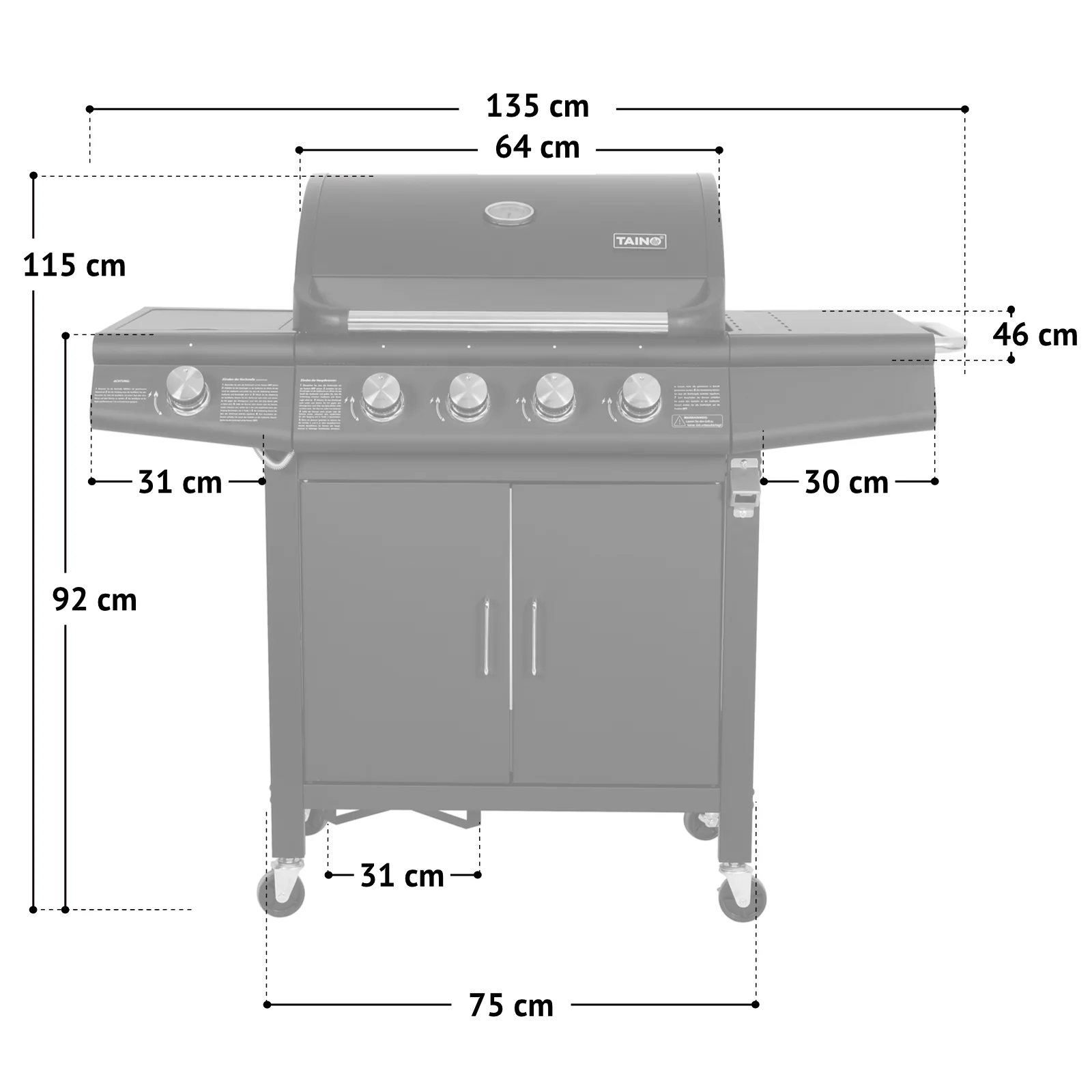 2025 TAINO RED 4+1 Gasbarbecue