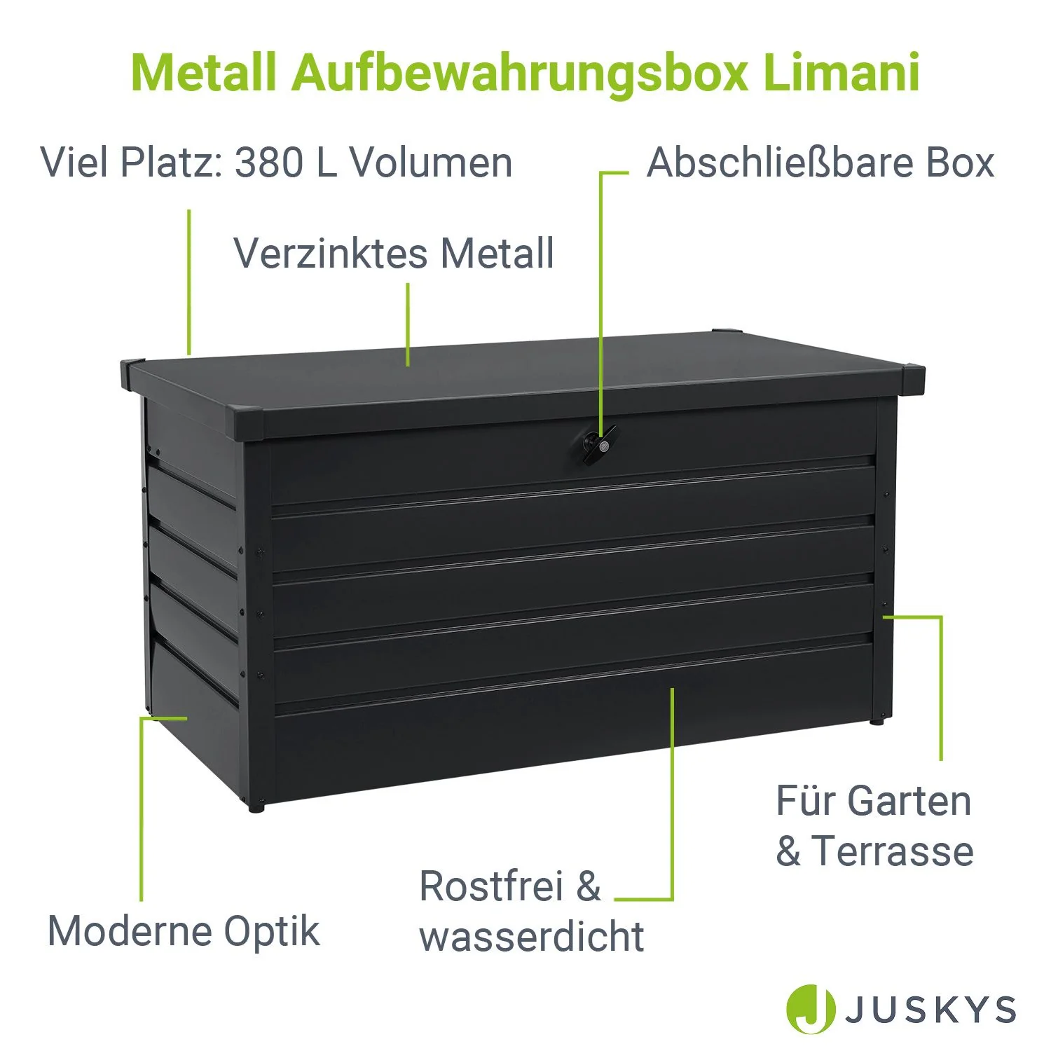 2025 Metalen box Limani voor het opbergen van kussens en meer in de tuin of op het balkon