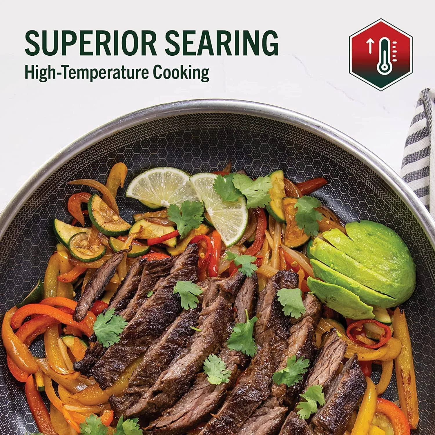 HexClad 6-delige hybride roestvrijstalen kookpannenset 8 inch, 10 inch, 12 inch met glazen deksels, maat: één maat, zwart