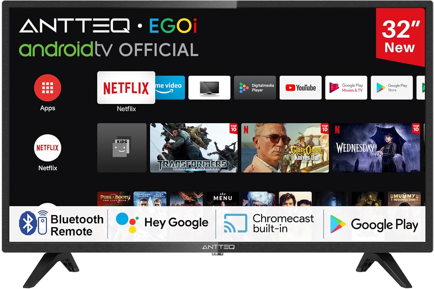 ANTTEQ AB42D1 TV 42 Inch (TV 106 cm), Dolby Audio, LED, HDMI, Media Player via USB, Digital Audio Output, Triple Tuner DVB-C/T2/S2, CI+, Hotel Mode Included