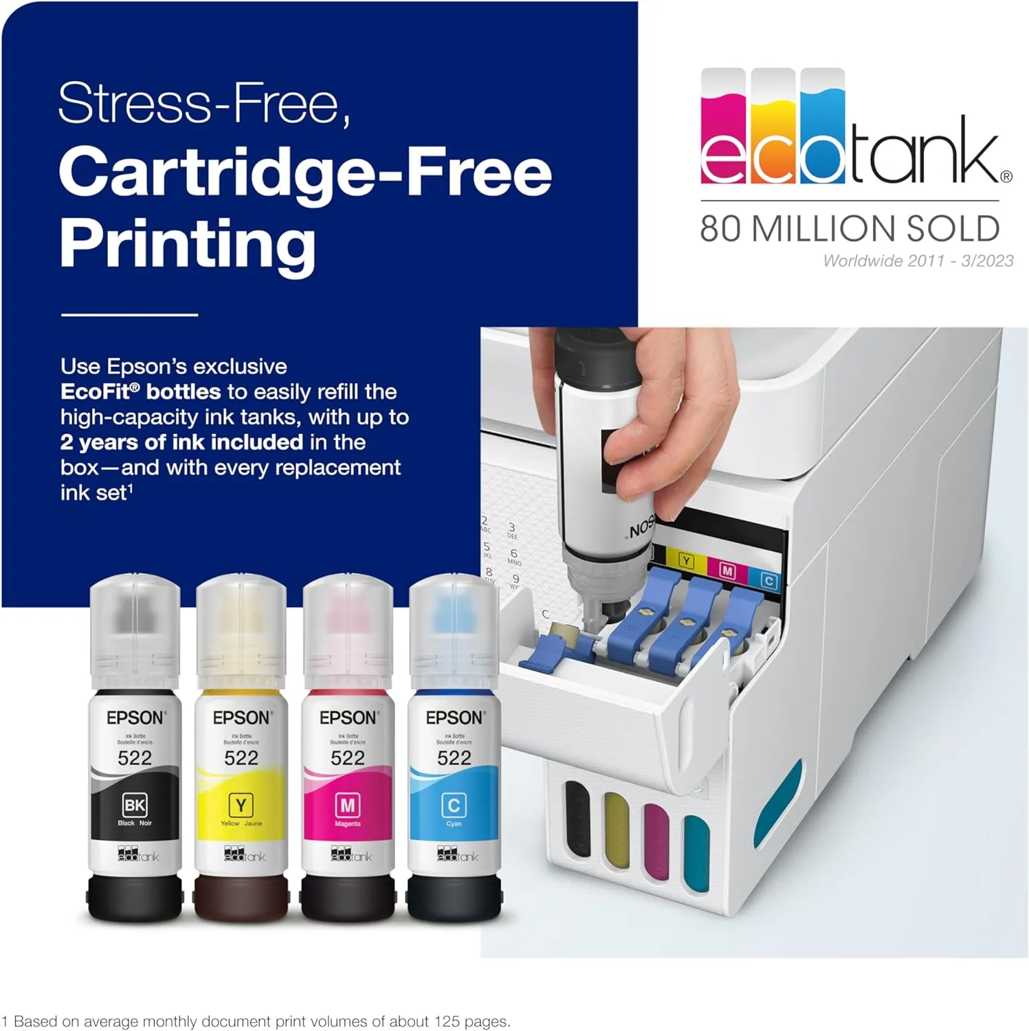 ET-4800 Draadloze alles-in-één cartridgevrije supertankprinter met scanner, kopieerapparaat, fax, ADF en Ethernet - Ideaal voor uw thuiskantoor, wit