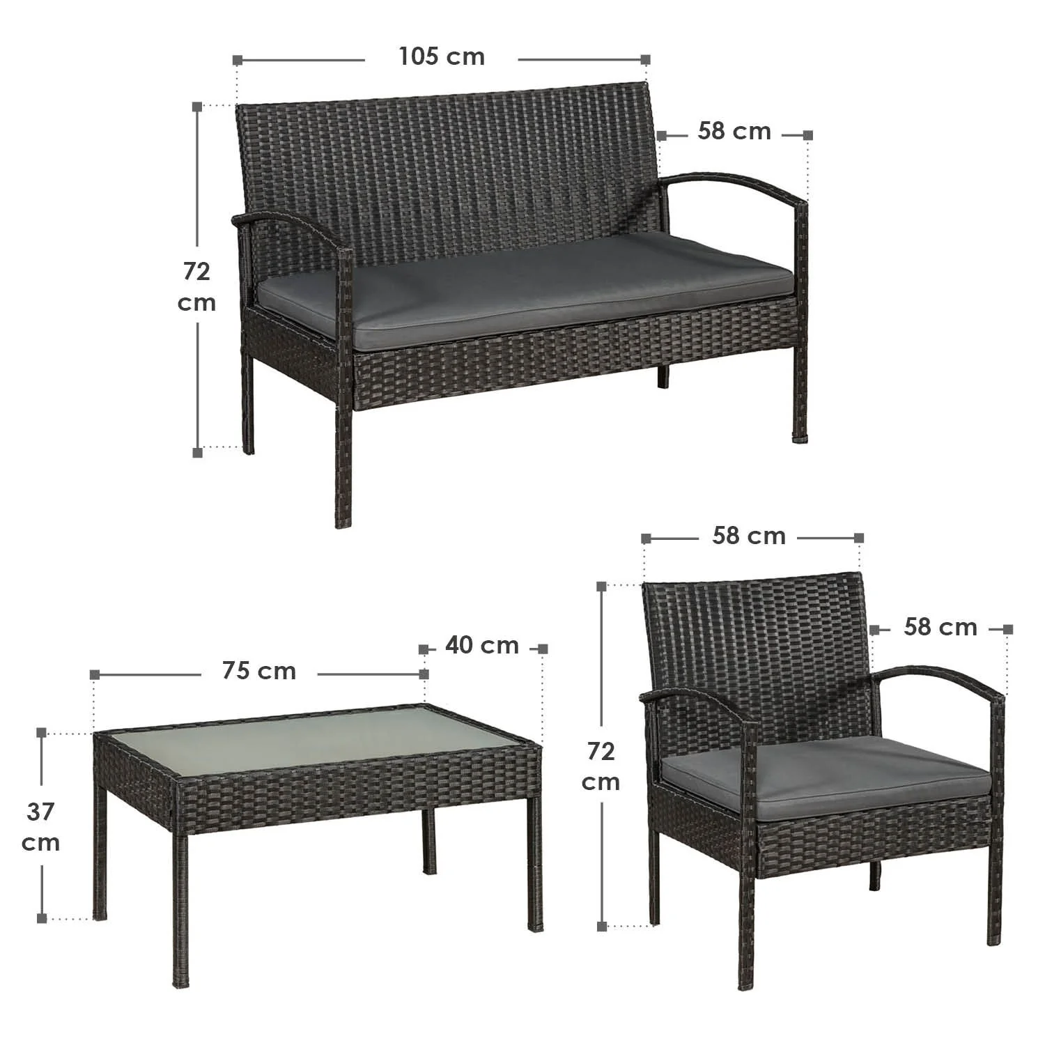 2025 Polyrattan zitgroep �C Voor gezellige uren op het terras of balkon