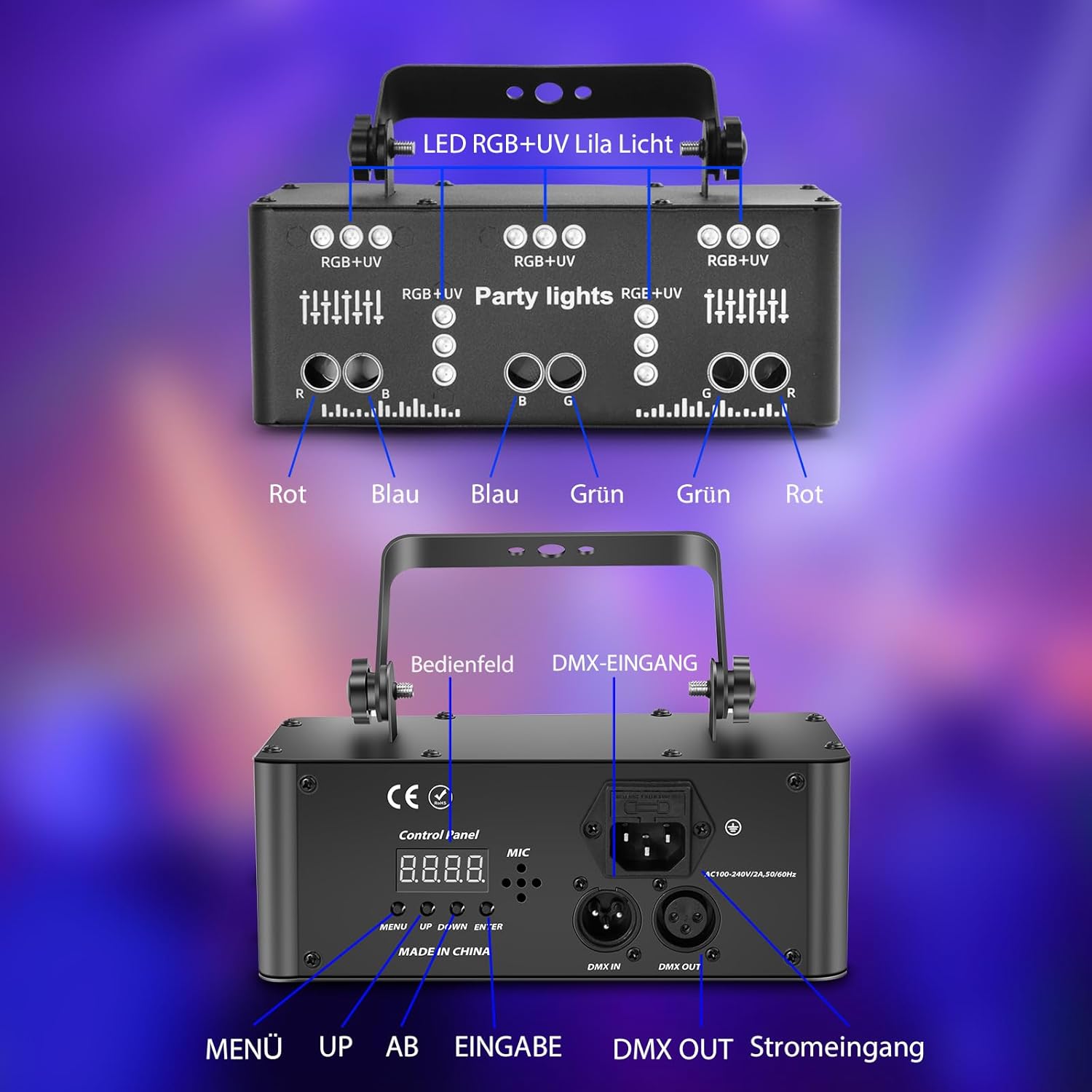 Disco Light Party Light, DMX Effects Light LED RGB DJ Projector Music Controlled Disco Lights For KTV Family Meeting Wedding Birthday Halloween