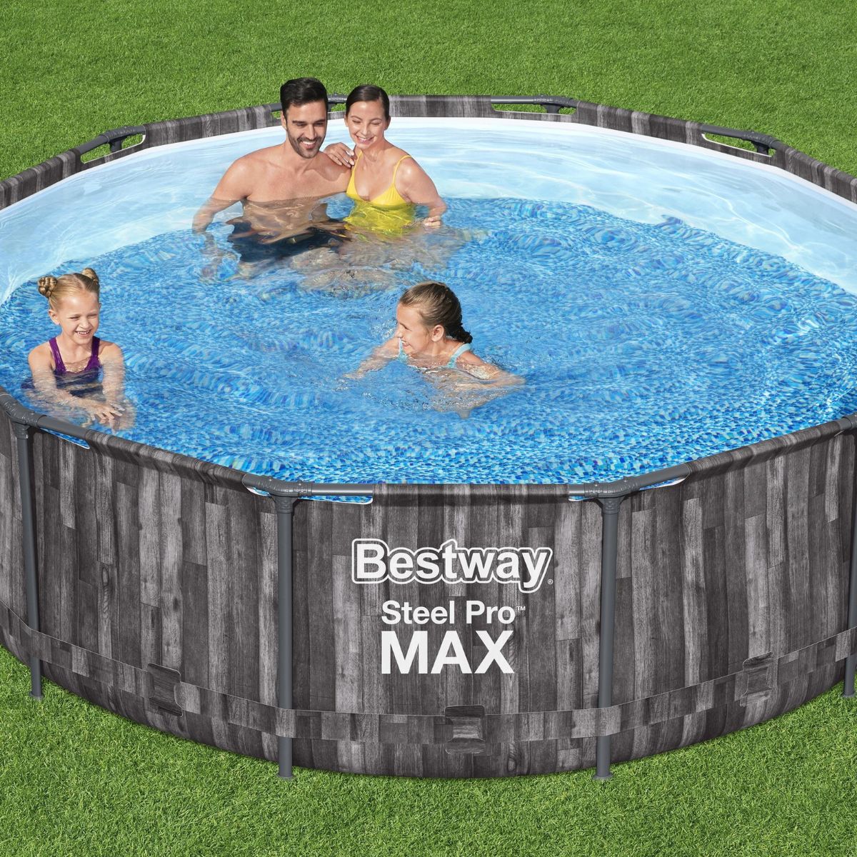 2025 Bestway? Steel Pro MAX? Ronde Opzetzwembad van Staal met Houtprint 12 ft x 39.5 in
