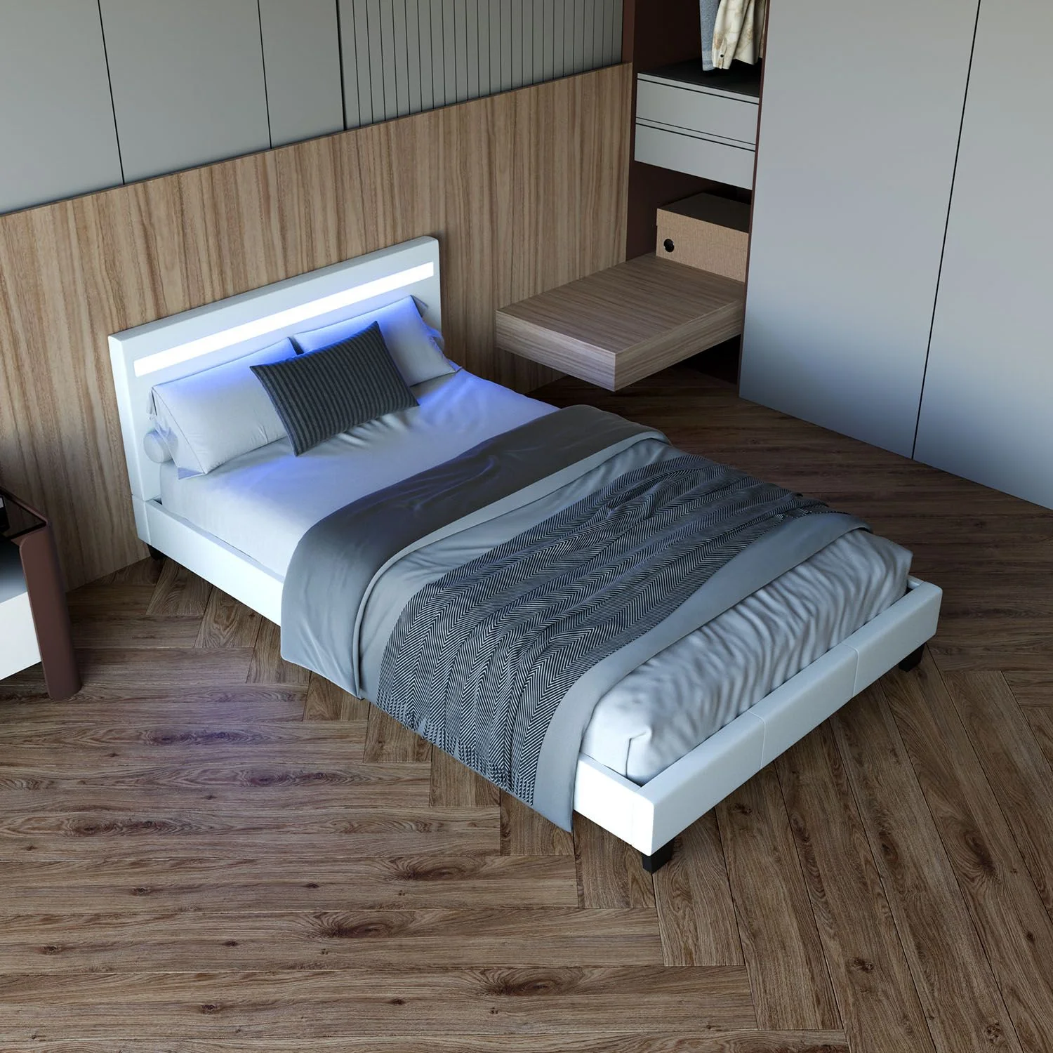 2025 Rustgevend slapen in het gestoffeerde bed Verona 120x200 cm in wit