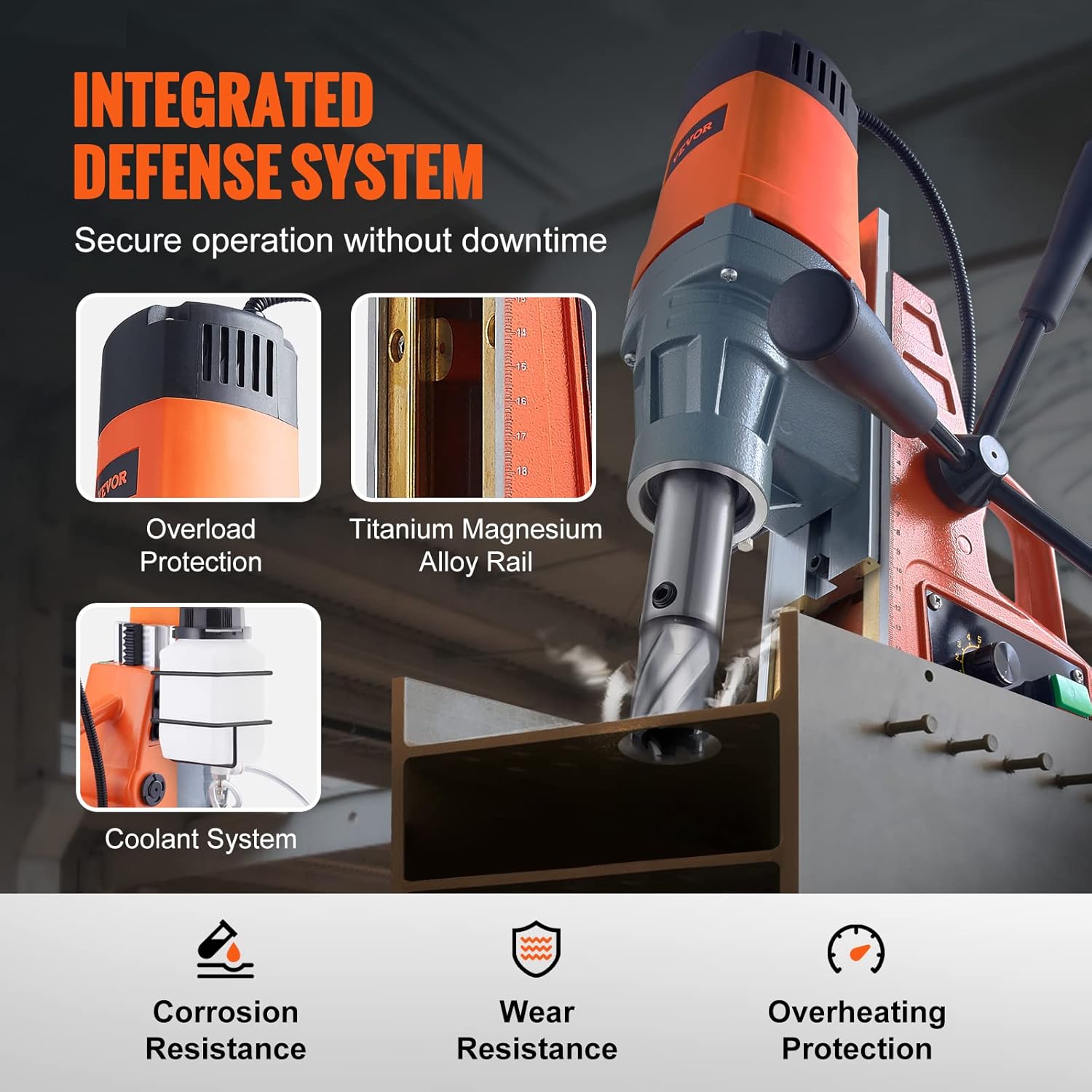 2025 Vevor Elektrische Magnetische Boormachine, 12 Amp��re, 500 RPM, 1550W Kopermotor met Krachtige Elektromagneet en Verstelbare Snelheid