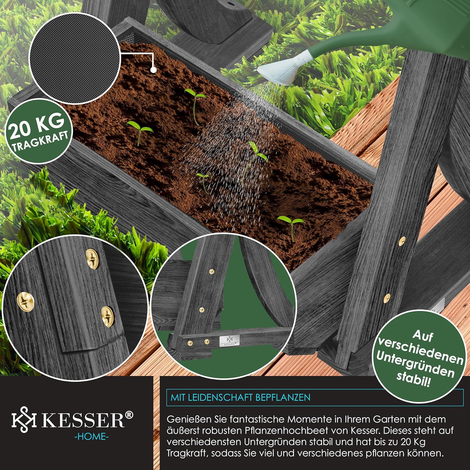 KESSER  Plant Staircase Herbs Flowers in Stair Shape Herb Garden Flower Boxes Including Root Cloth Bed for Plants for Patio, Balcony and Garden (5 Shelves, Brown)