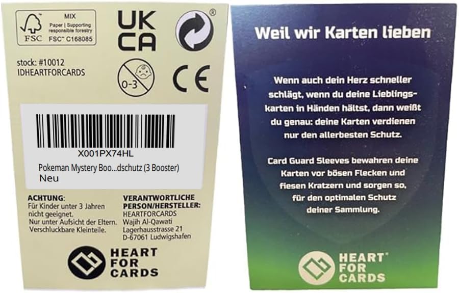 Pokeman Mystery Booster (Random English Booster) + Heartforcards  Shipping Protection (10 Boosters)