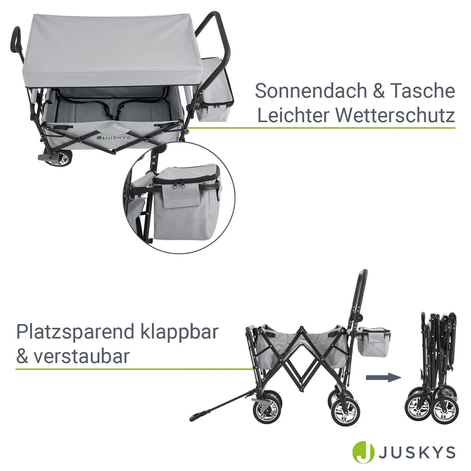 2025 Opvouwbare bolderwagen met dak en tas